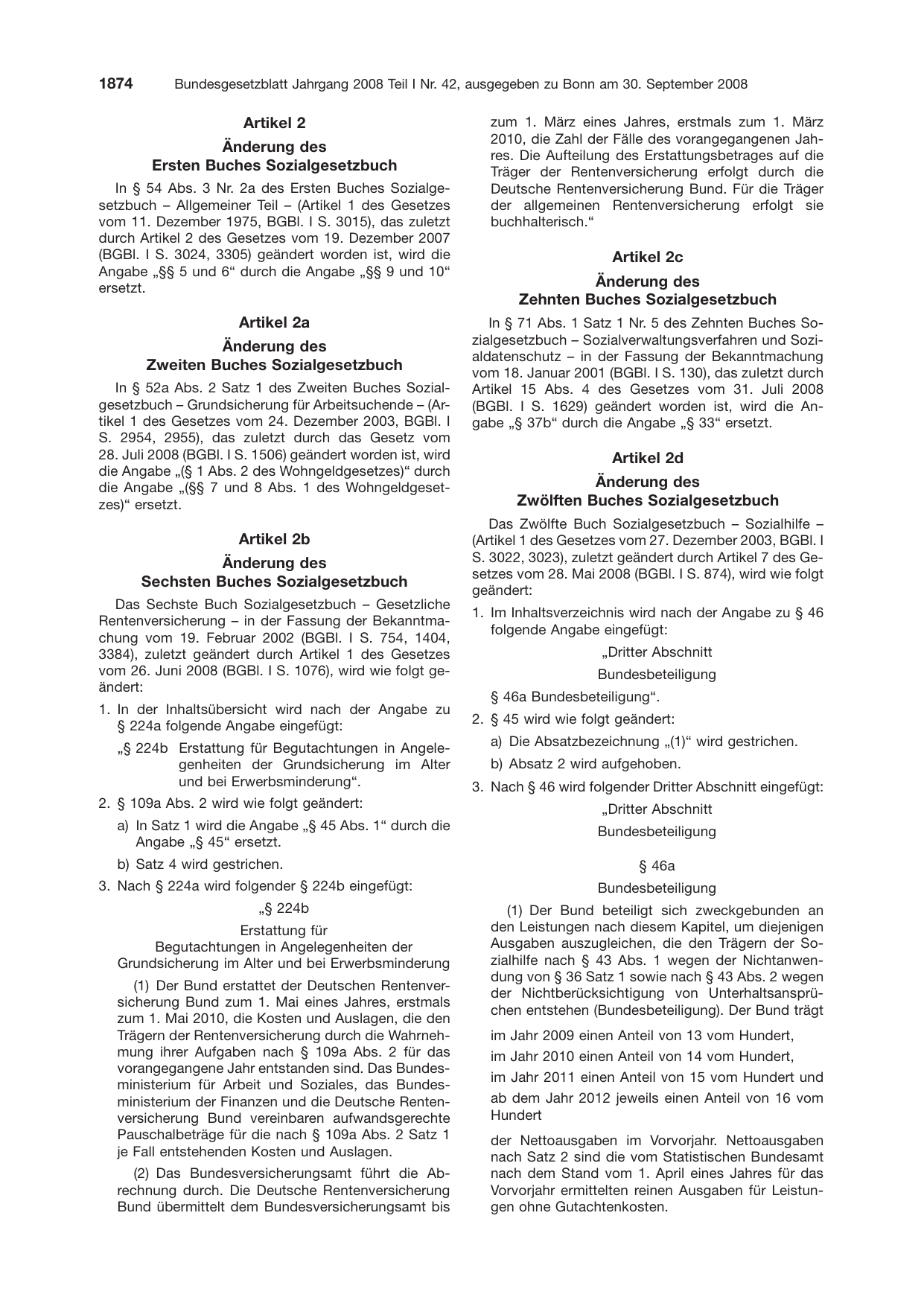 BGBl. 2008, Seite 1874 — Originalseite als Abbildung