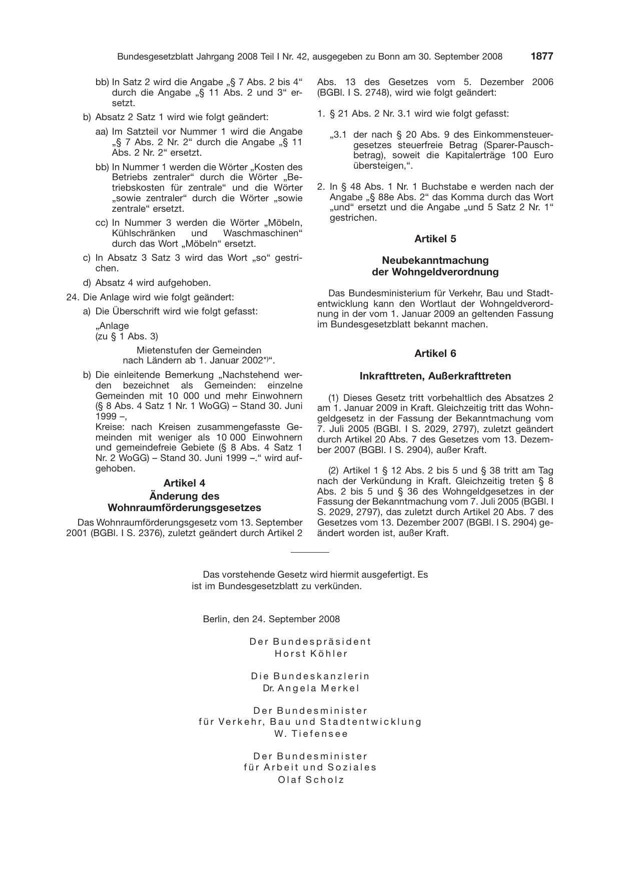 BGBl. 2008, Seite 1877 — Originalseite als Abbildung