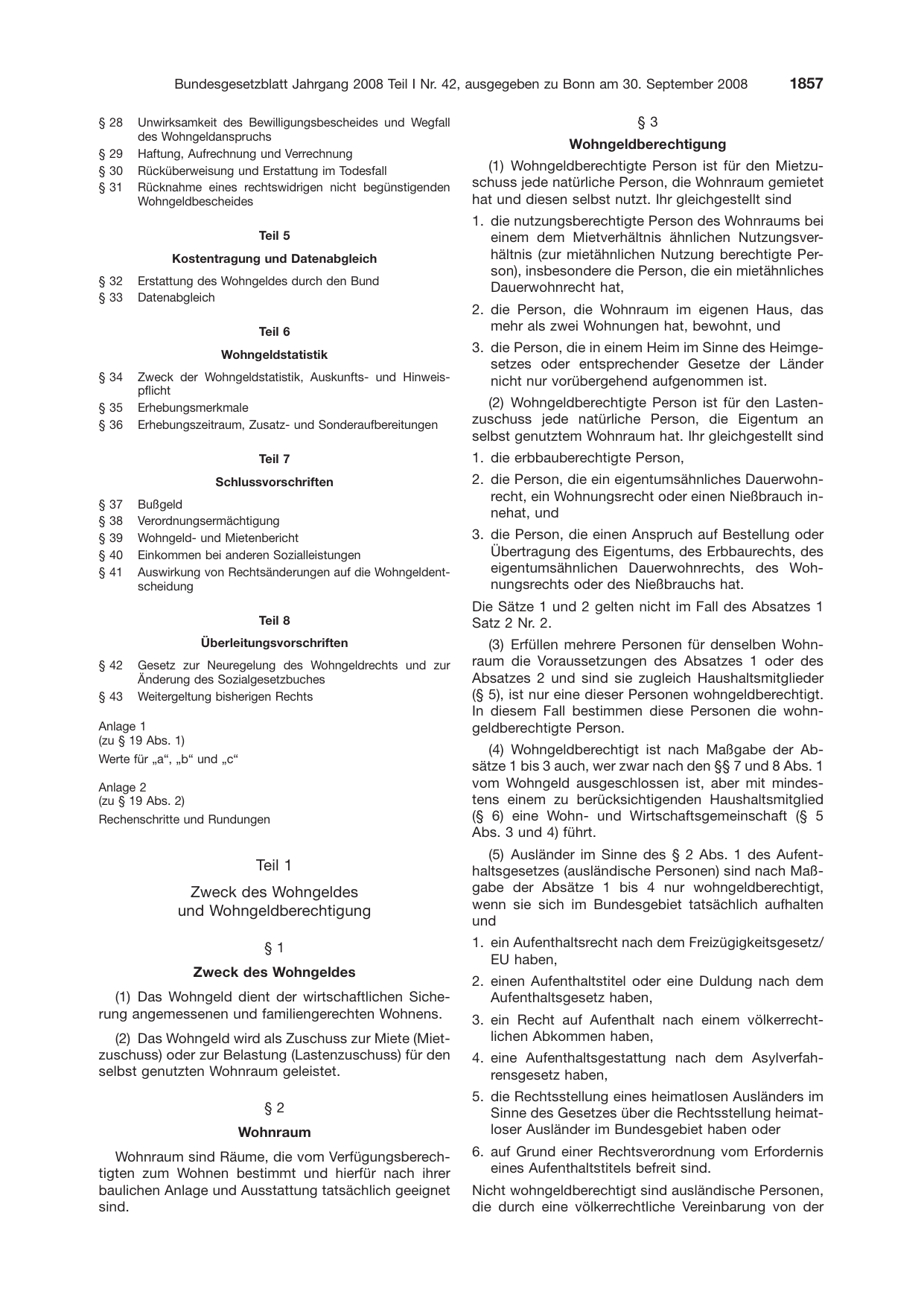 BGBl. 2008, Seite 1857 — Originalseite als Abbildung