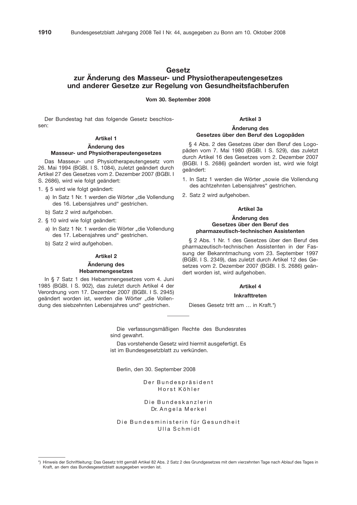 BGBl. 2008, Seite 1910 — Originalseite als Abbildung