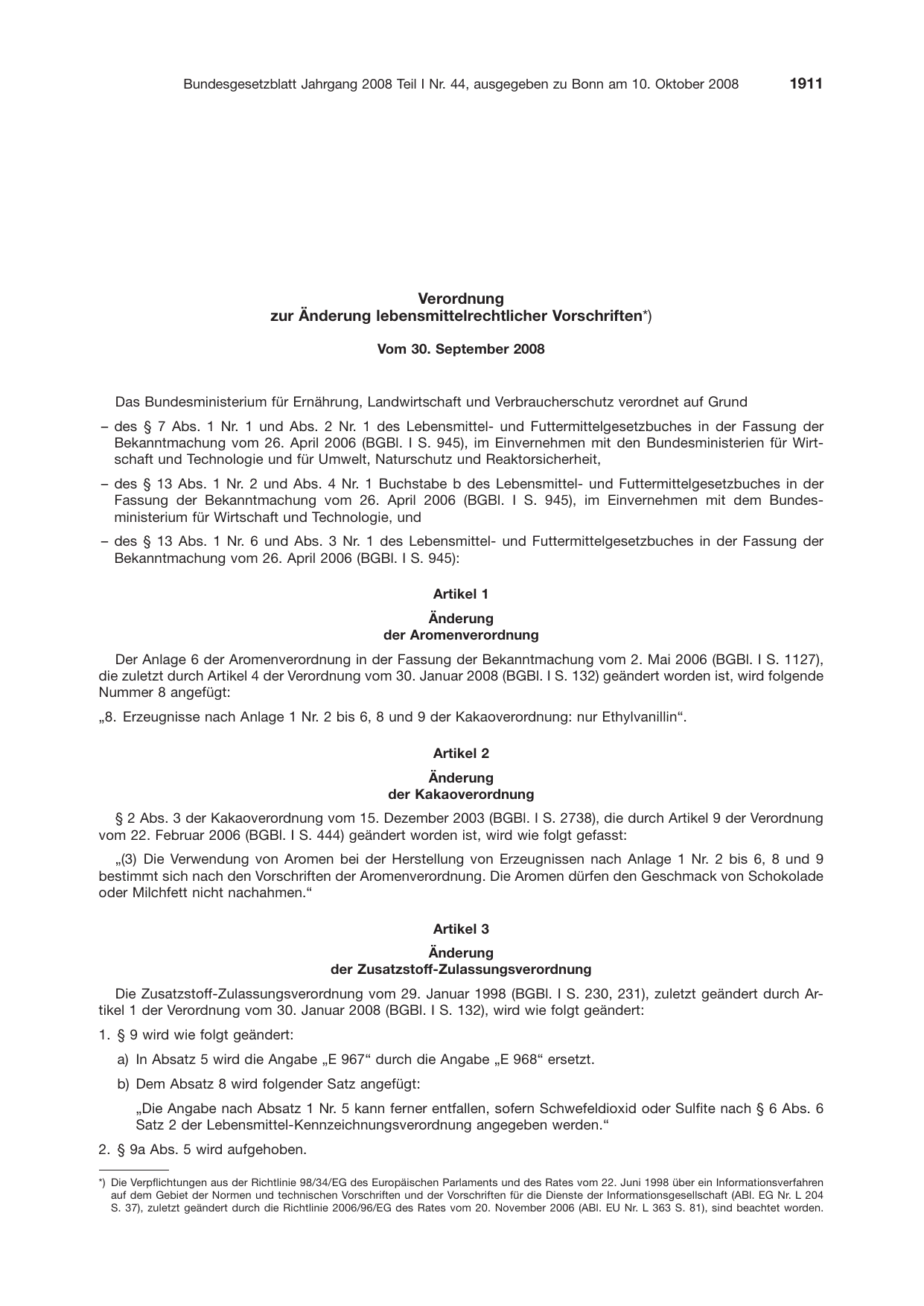 BGBl. 2008, Seite 1911 — Originalseite als Abbildung