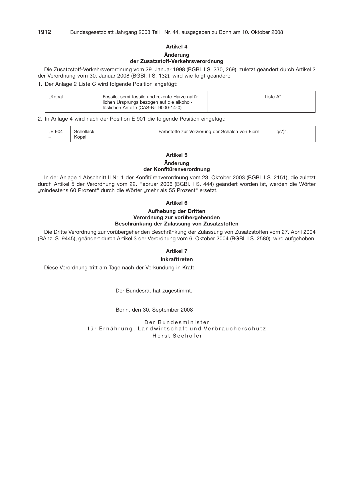 BGBl. 2008, Seite 1912 — Originalseite als Abbildung
