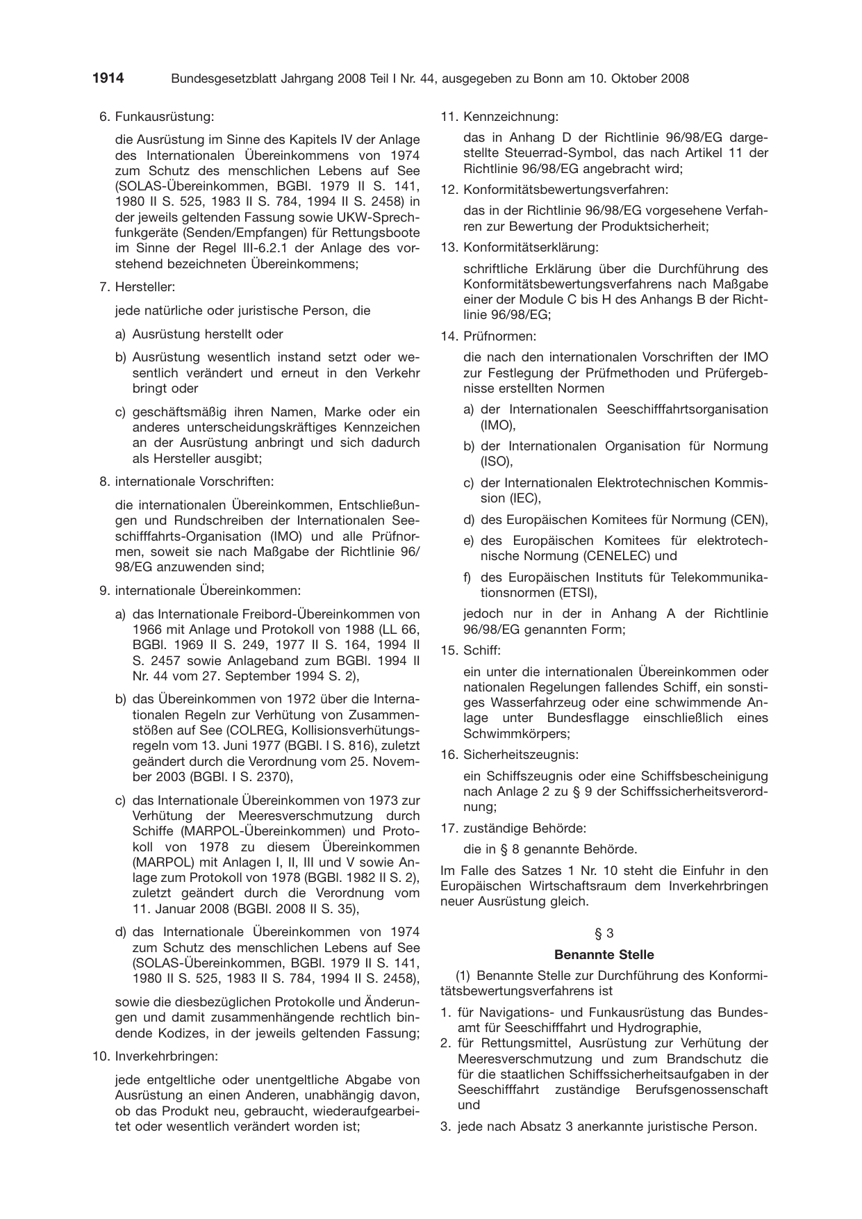 BGBl. 2008, Seite 1914 — Originalseite als Abbildung