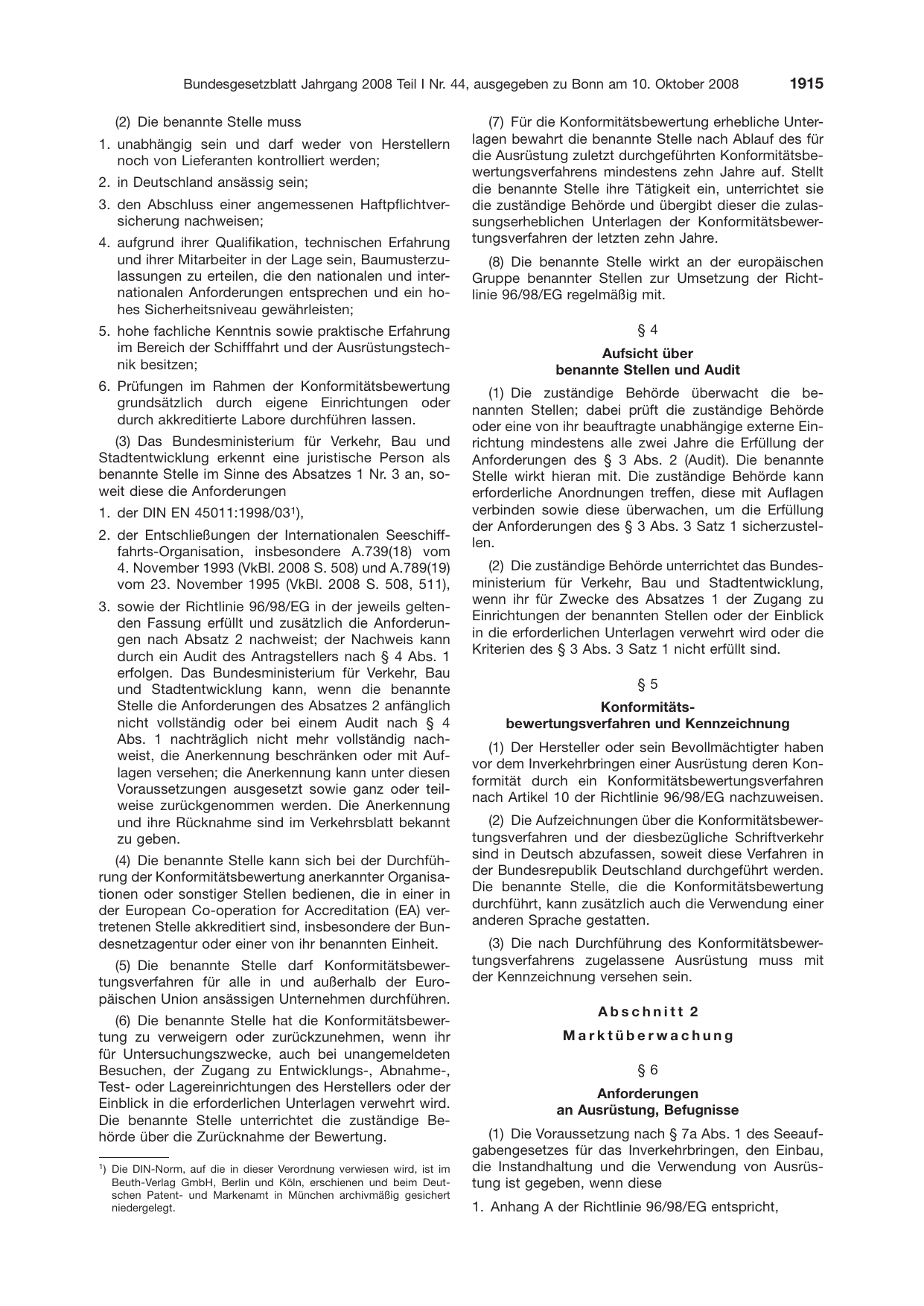 BGBl. 2008, Seite 1915 — Originalseite als Abbildung