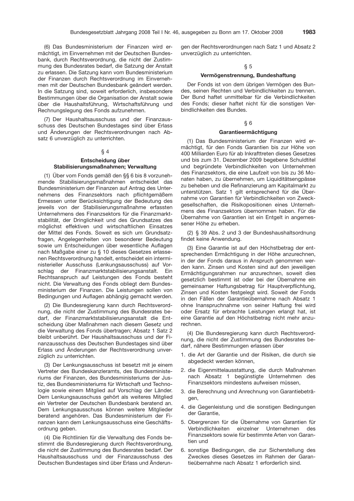 BGBl. 2008, Seite 1983 — Originalseite als Abbildung