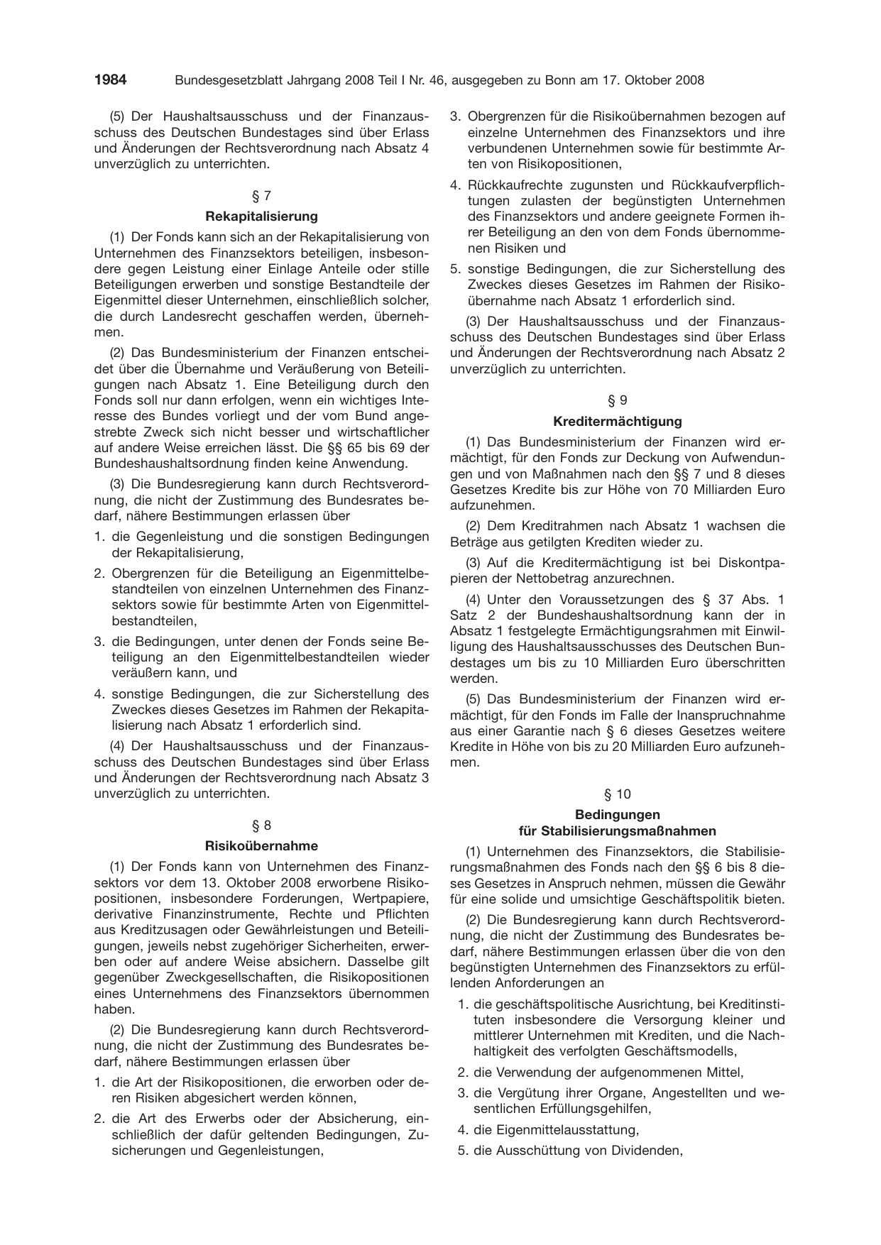 BGBl. 2008, Seite 1984 — Originalseite als Abbildung