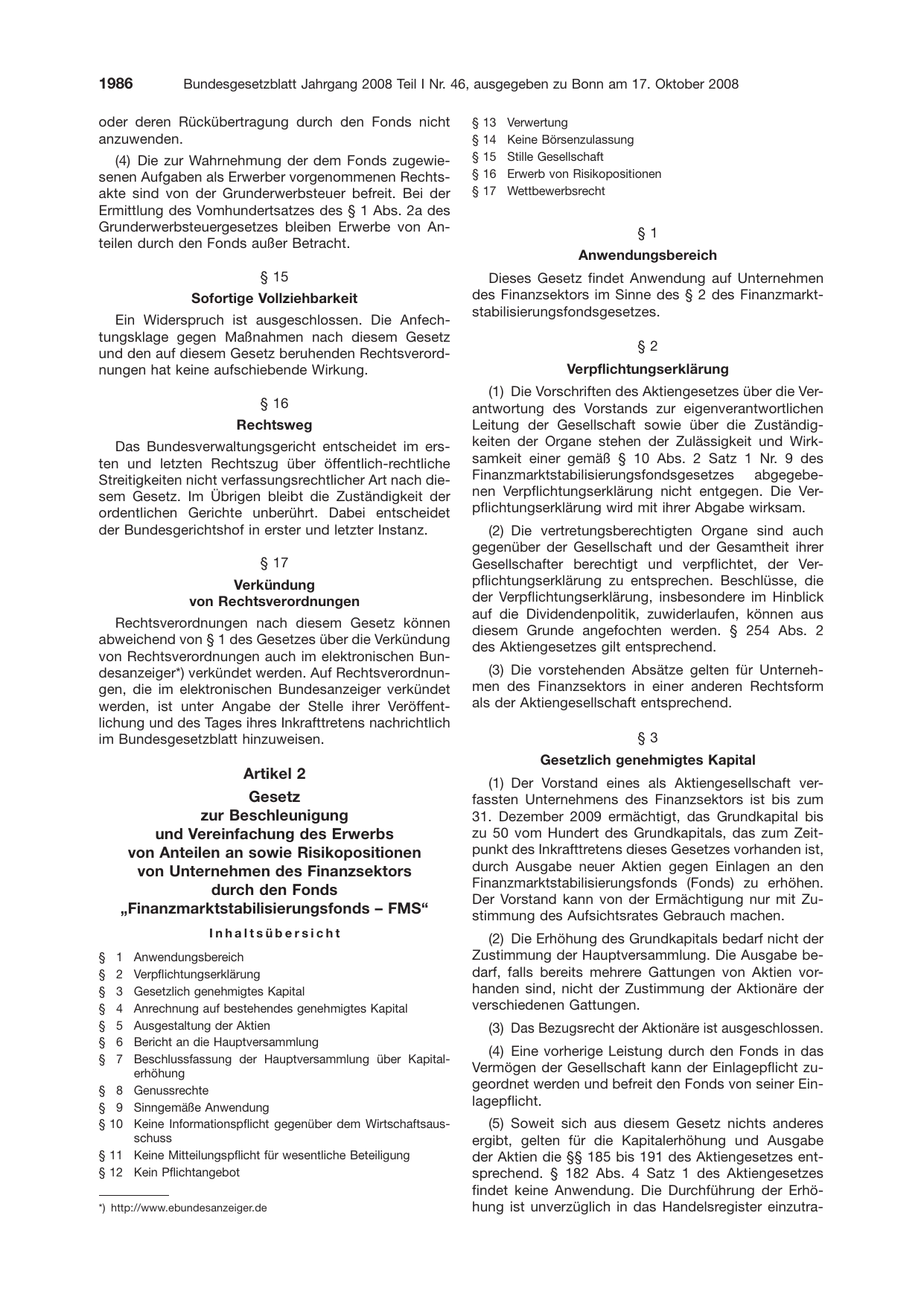 BGBl. 2008, Seite 1986 — Originalseite als Abbildung
