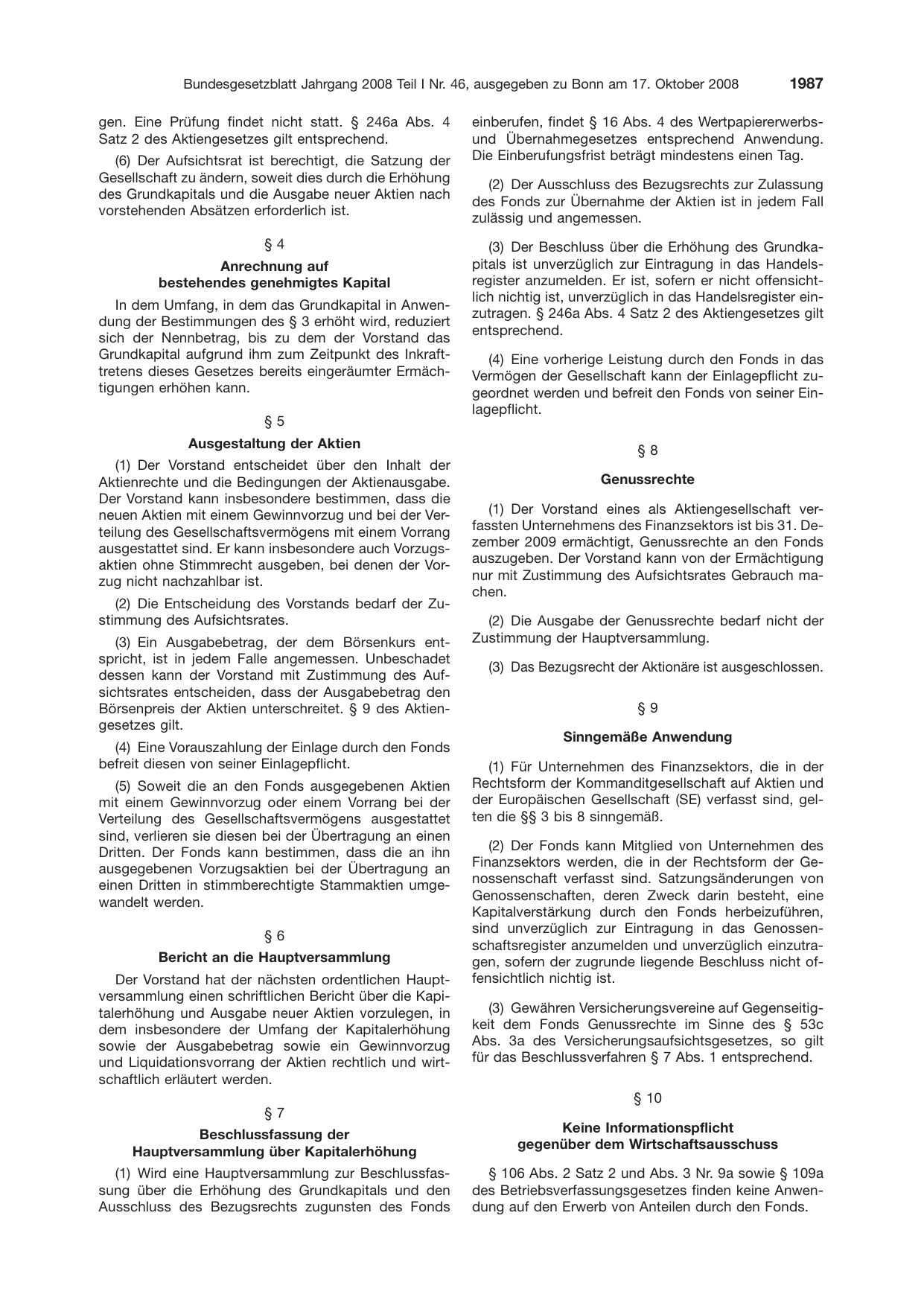 BGBl. 2008, Seite 1987 — Originalseite als Abbildung