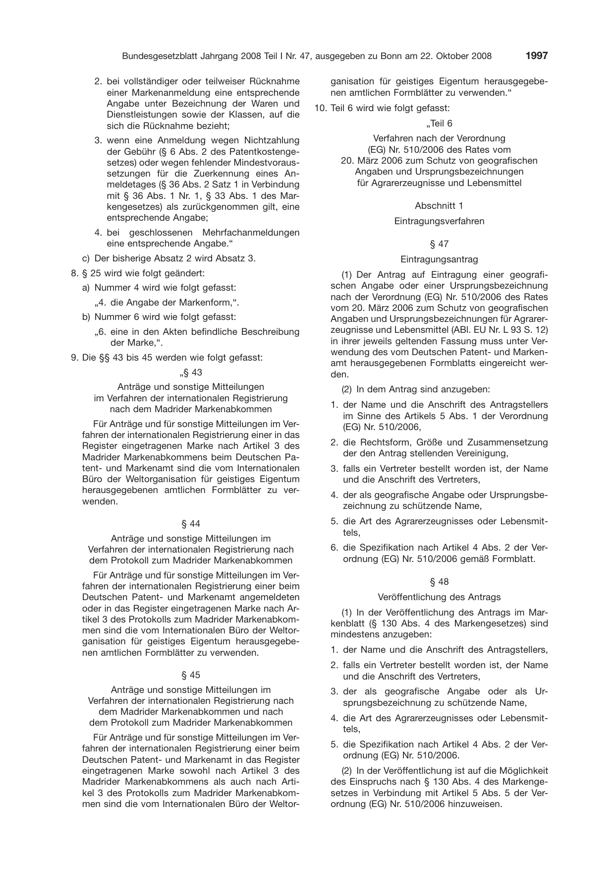 BGBl. 2008, Seite 1997 — Originalseite als Abbildung