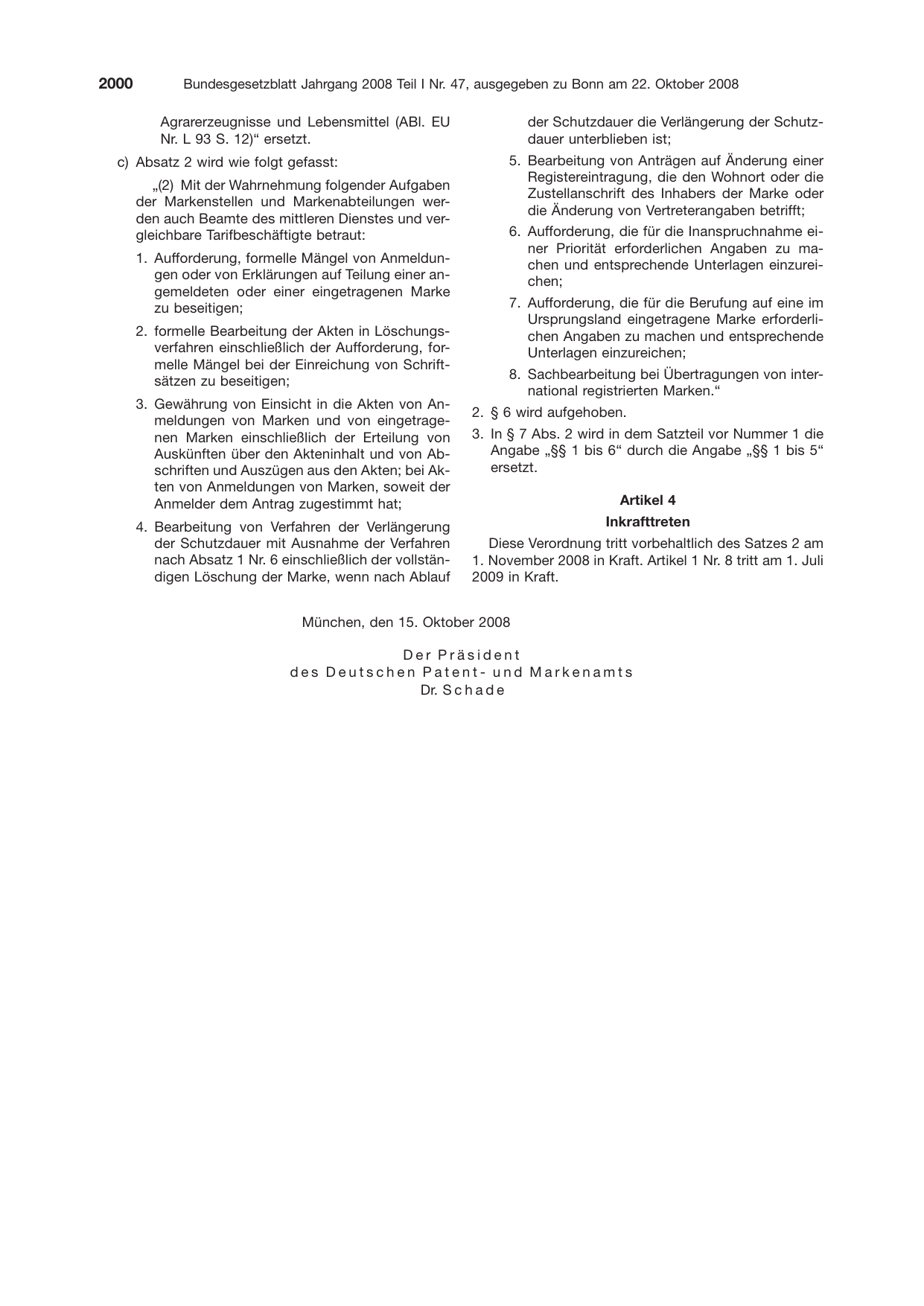BGBl. 2008, Seite 2000 — Originalseite als Abbildung