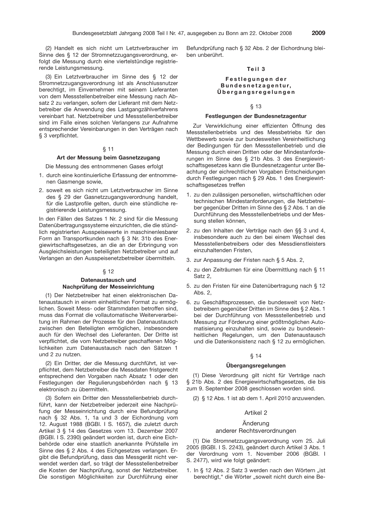 BGBl. 2008, Seite 2009 — Originalseite als Abbildung