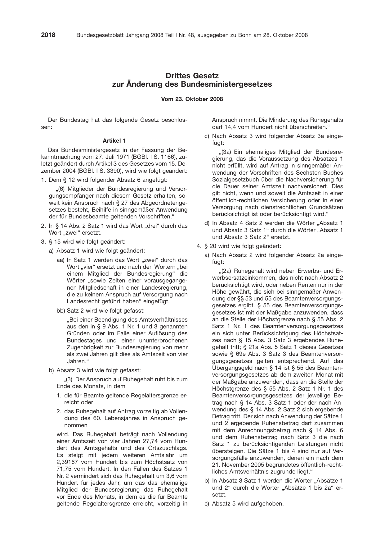 BGBl. 2008, Seite 2018 — Originalseite als Abbildung