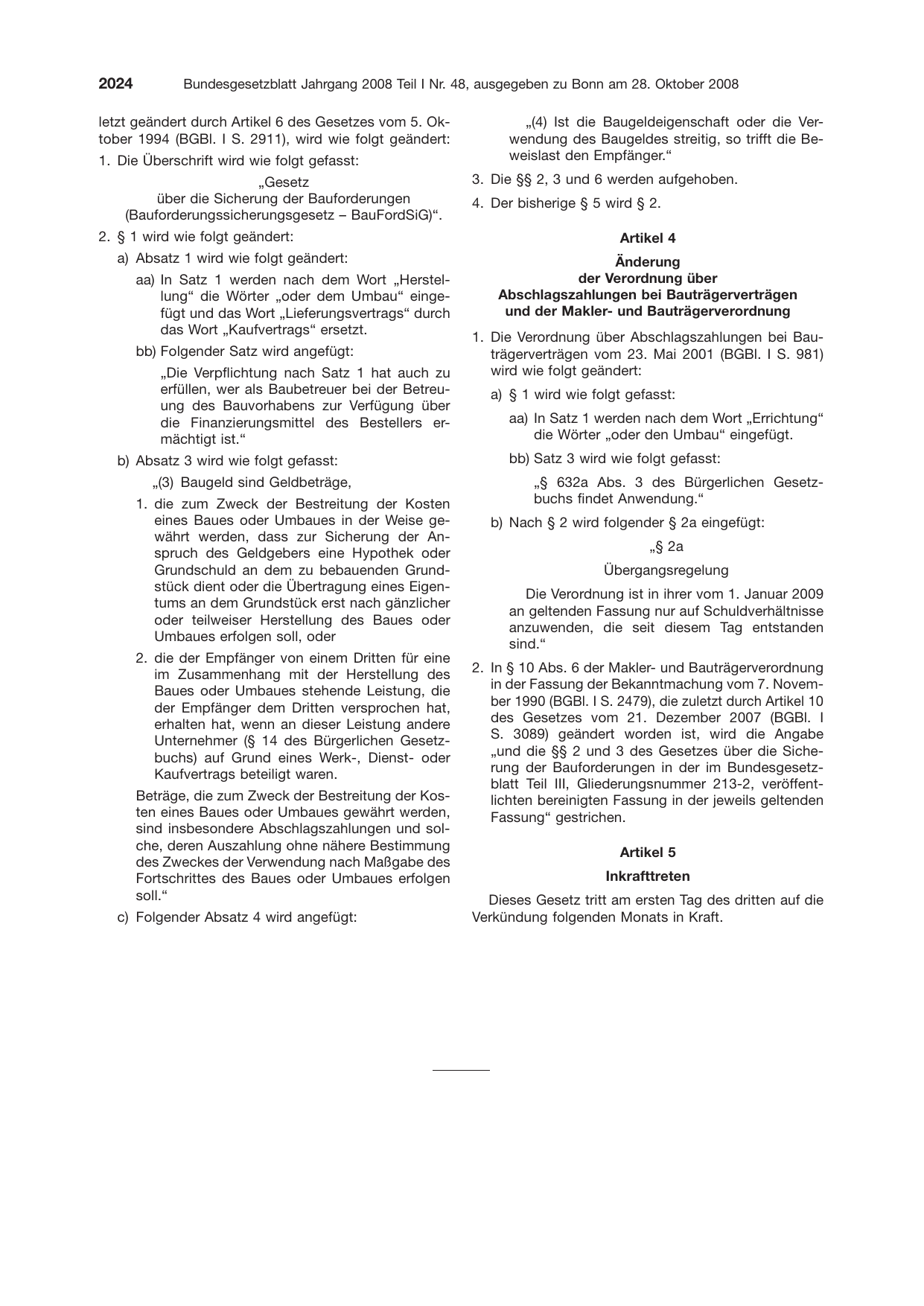 BGBl. 2008, Seite 2024 — Originalseite als Abbildung
