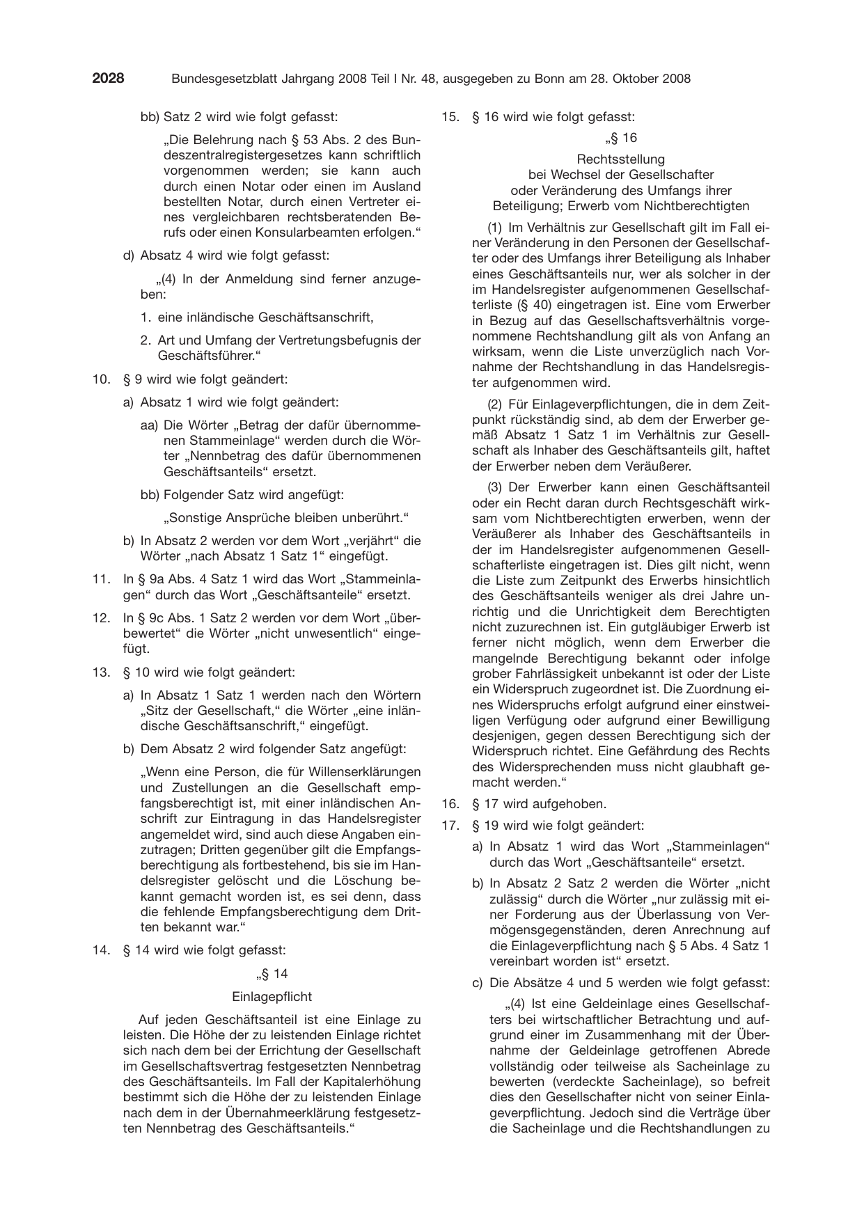 BGBl. 2008, Seite 2028 — Originalseite als Abbildung