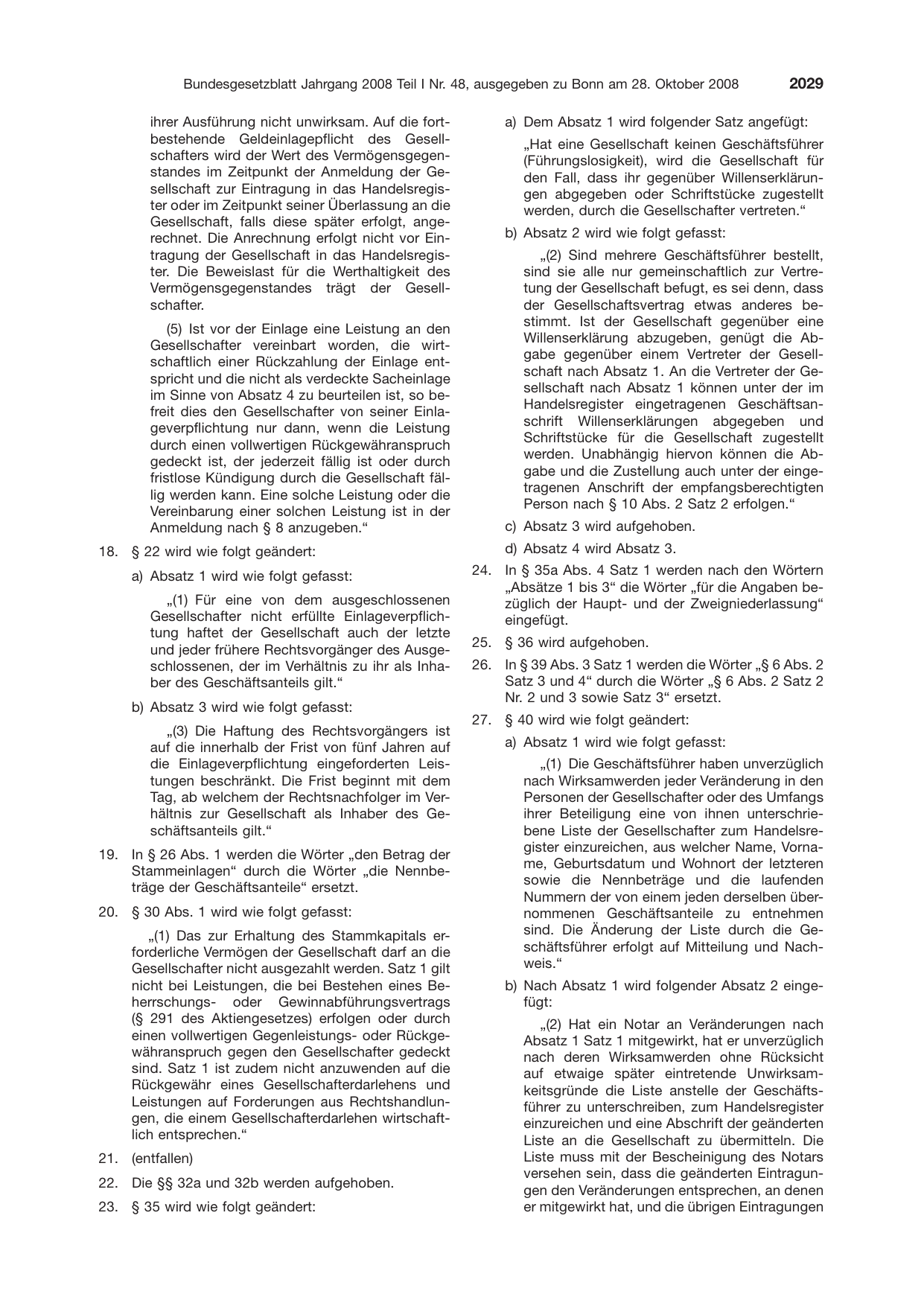 BGBl. 2008, Seite 2029 — Originalseite als Abbildung