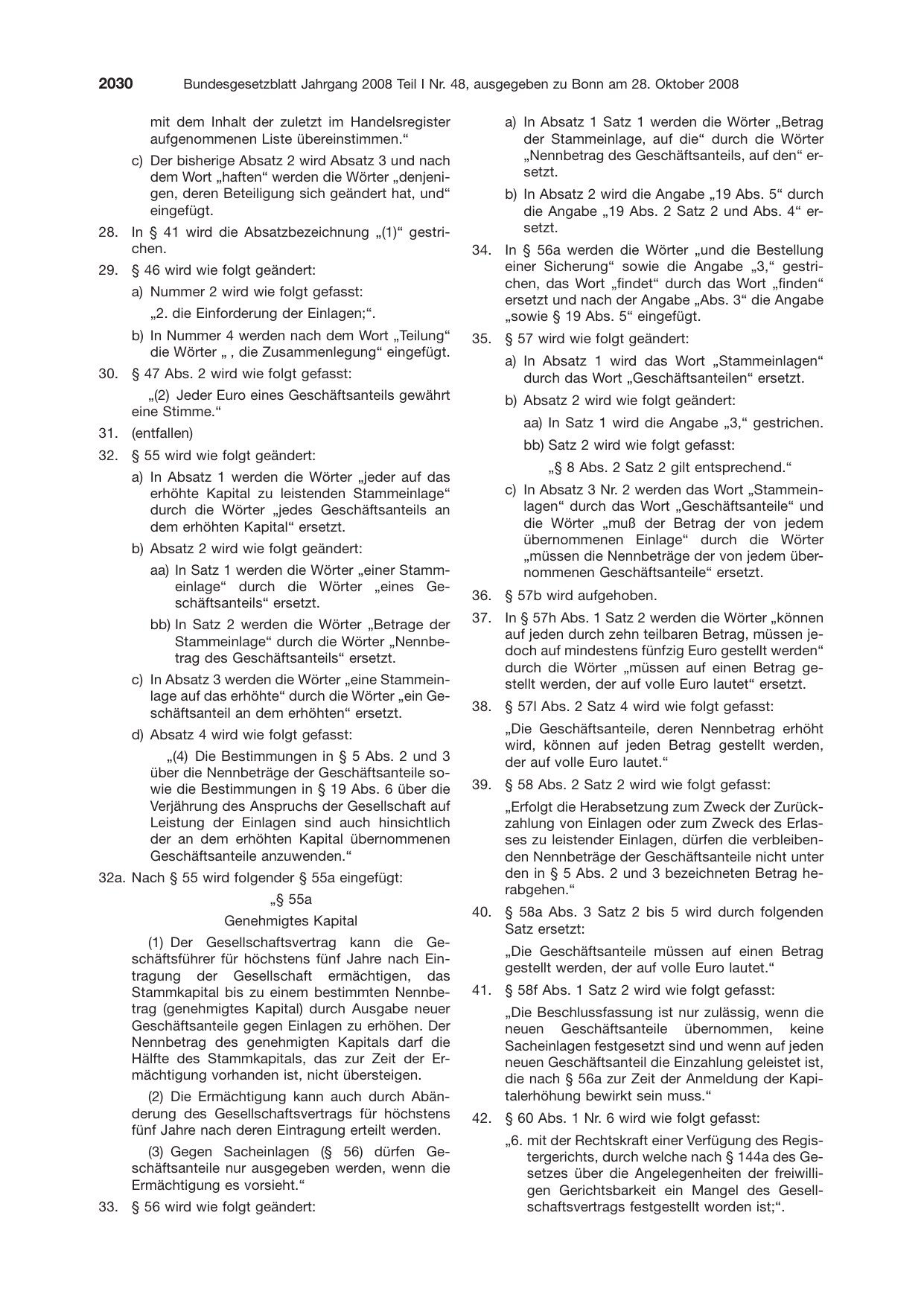 BGBl. 2008, Seite 2030 — Originalseite als Abbildung