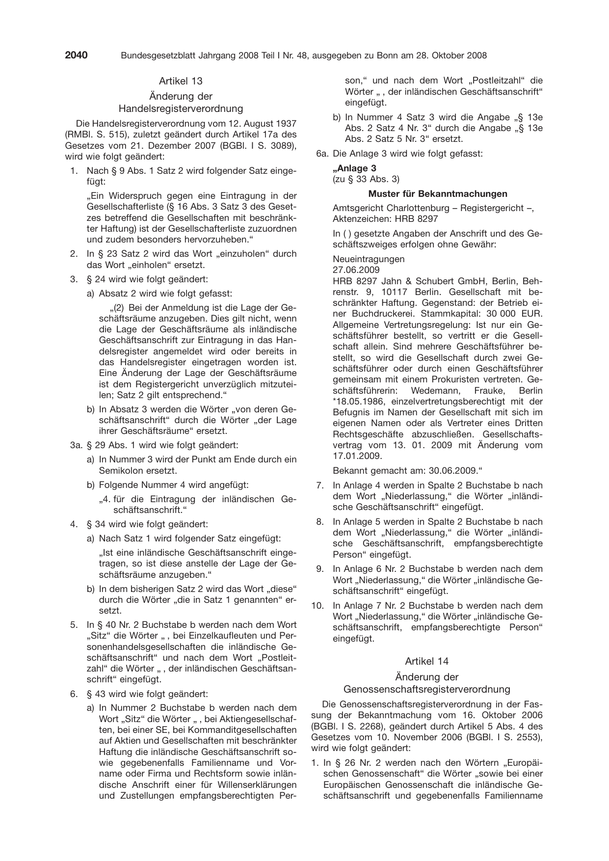 BGBl. 2008, Seite 2040 — Originalseite als Abbildung
