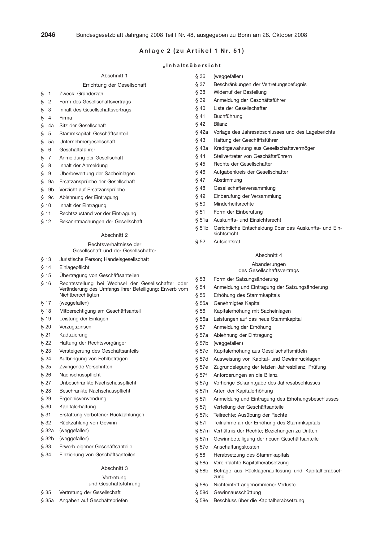 BGBl. 2008, Seite 2046 — Originalseite als Abbildung