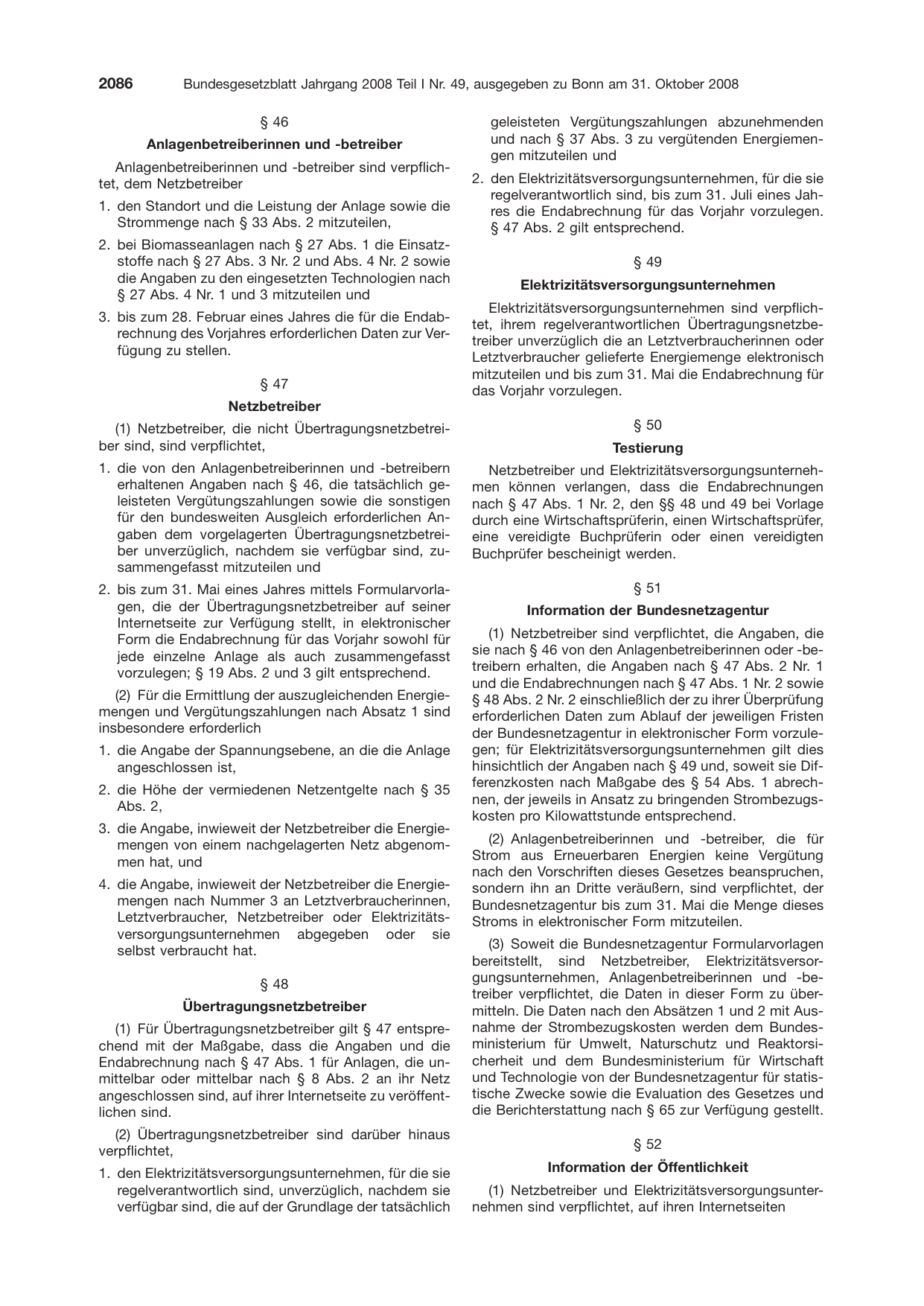 BGBl. 2008, Seite 2086 — Originalseite als Abbildung