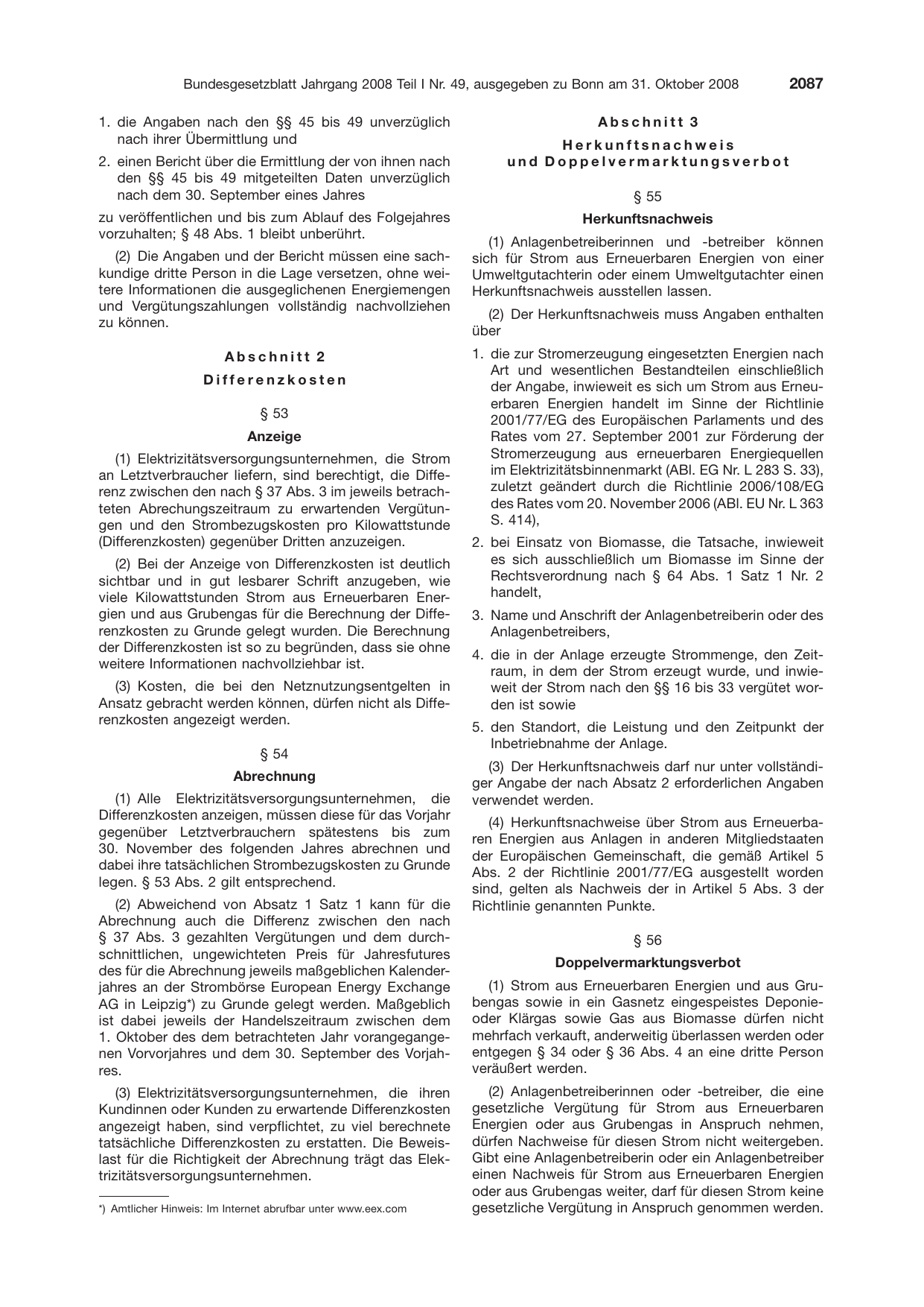 BGBl. 2008, Seite 2087 — Originalseite als Abbildung