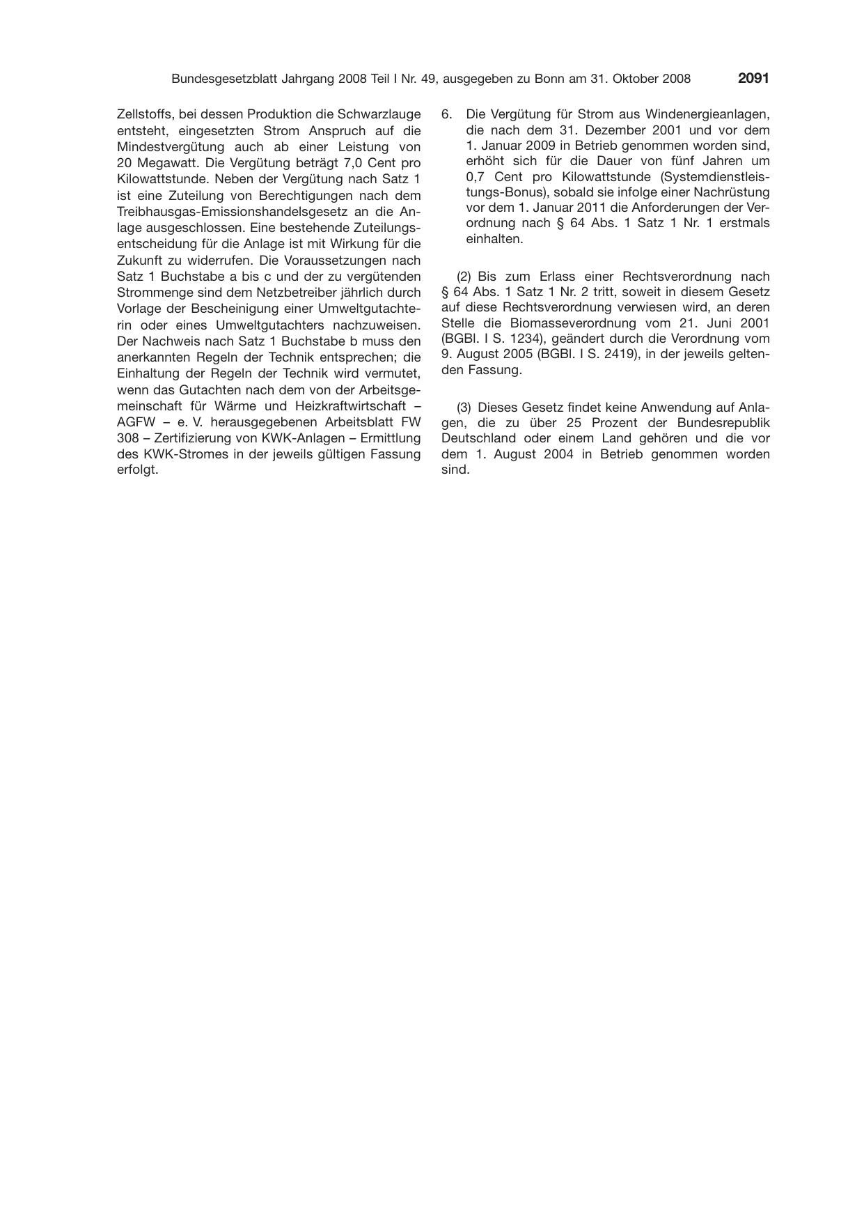 BGBl. 2008, Seite 2091 — Originalseite als Abbildung