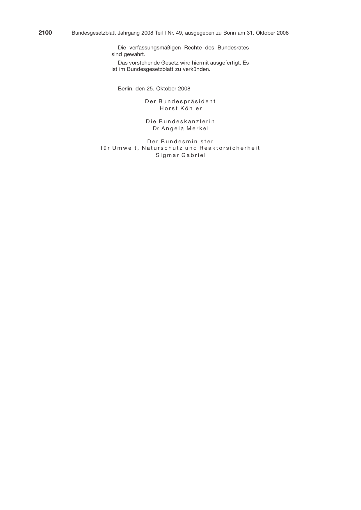 BGBl. 2008, Seite 2100 — Originalseite als Abbildung