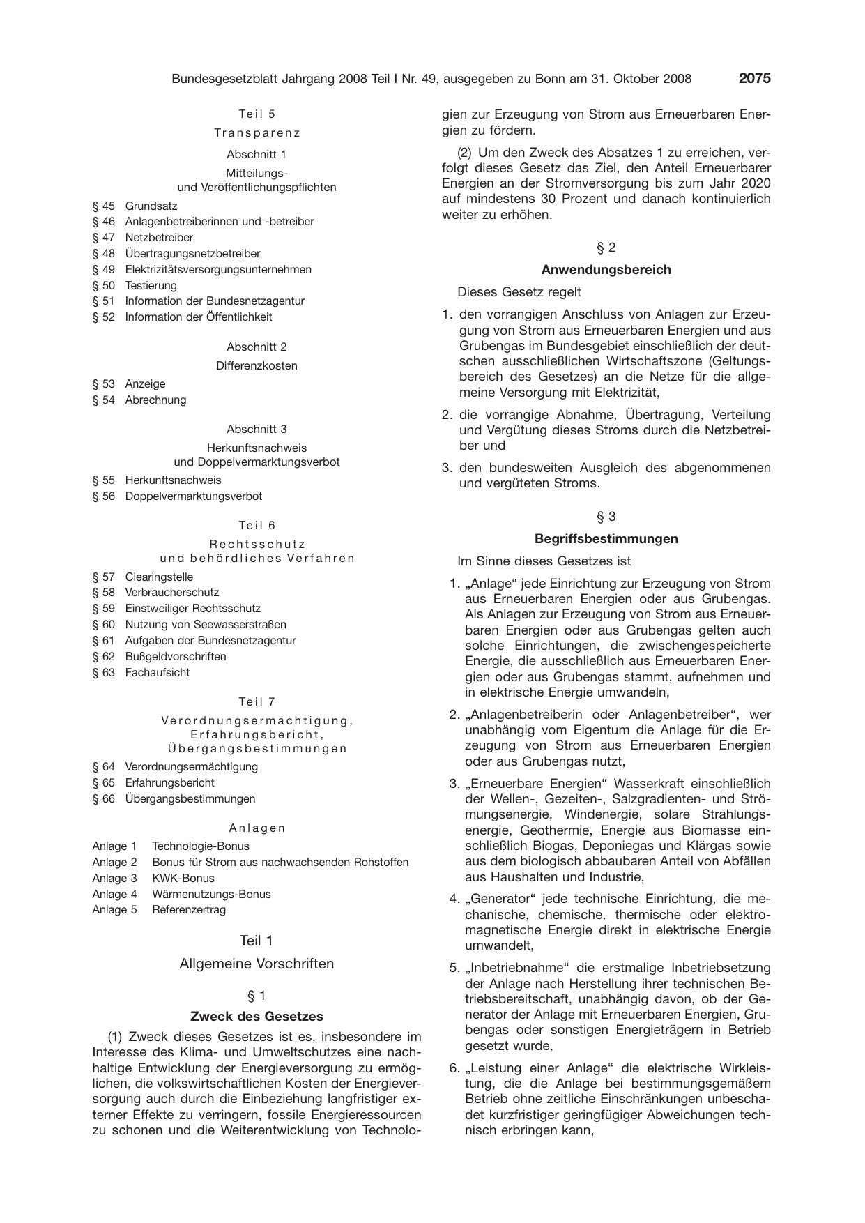 BGBl. 2008, Seite 2075 — Originalseite als Abbildung
