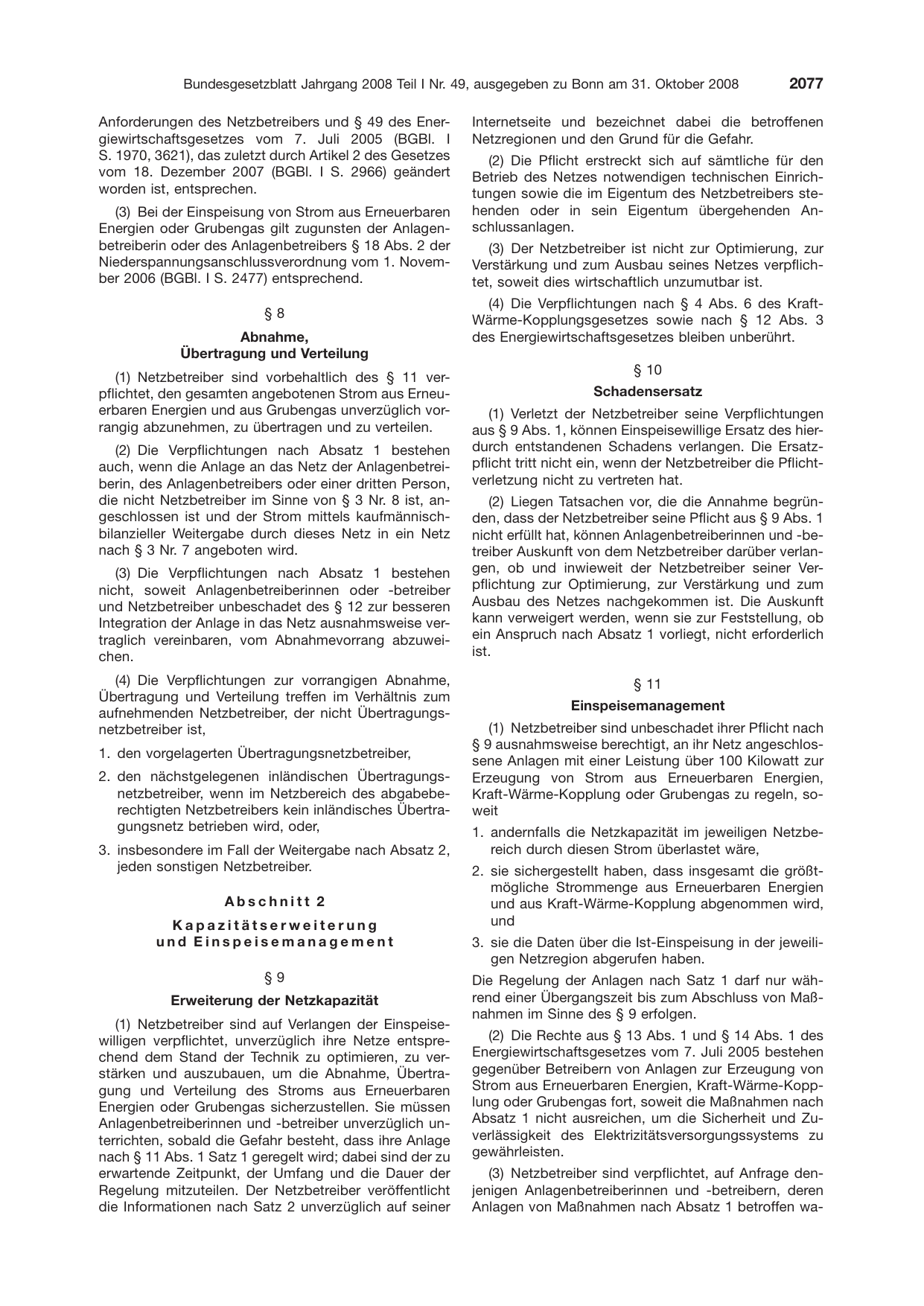 BGBl. 2008, Seite 2077 — Originalseite als Abbildung