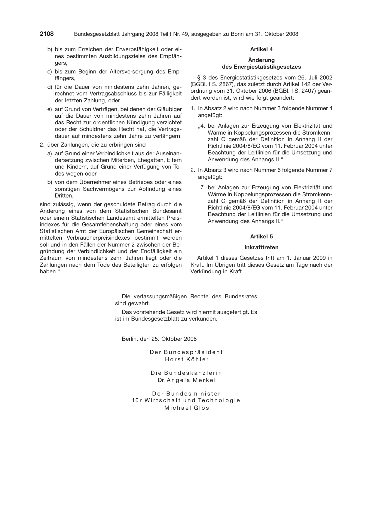 BGBl. 2008, Seite 2108 — Originalseite als Abbildung