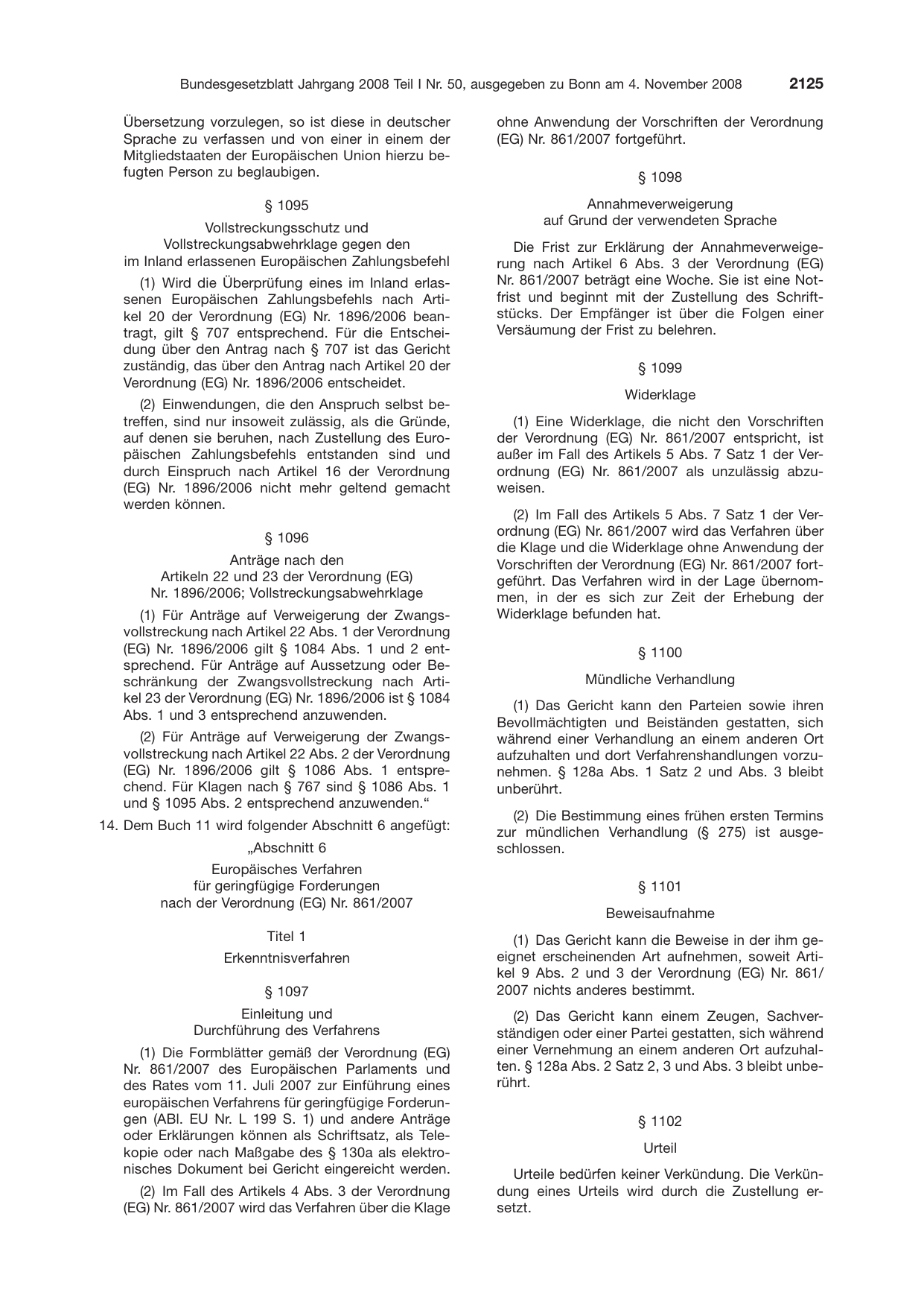 BGBl. 2008, Seite 2125 — Originalseite als Abbildung