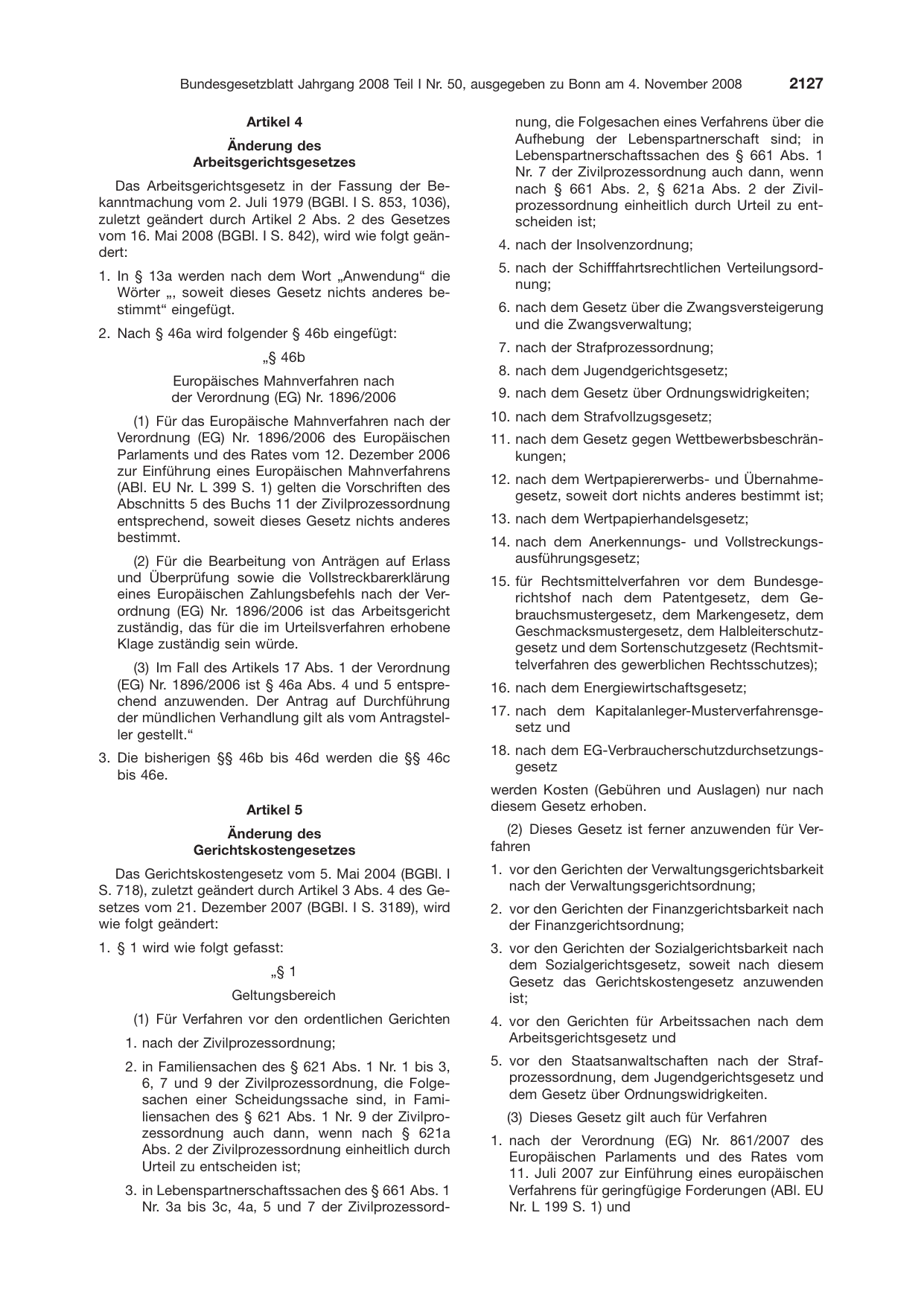 BGBl. 2008, Seite 2127 — Originalseite als Abbildung