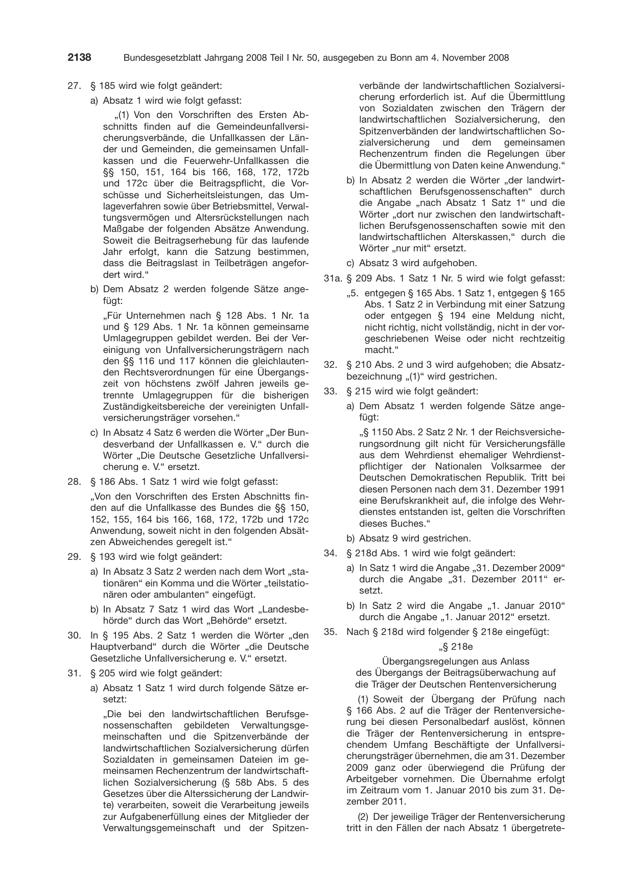 BGBl. 2008, Seite 2138 — Originalseite als Abbildung