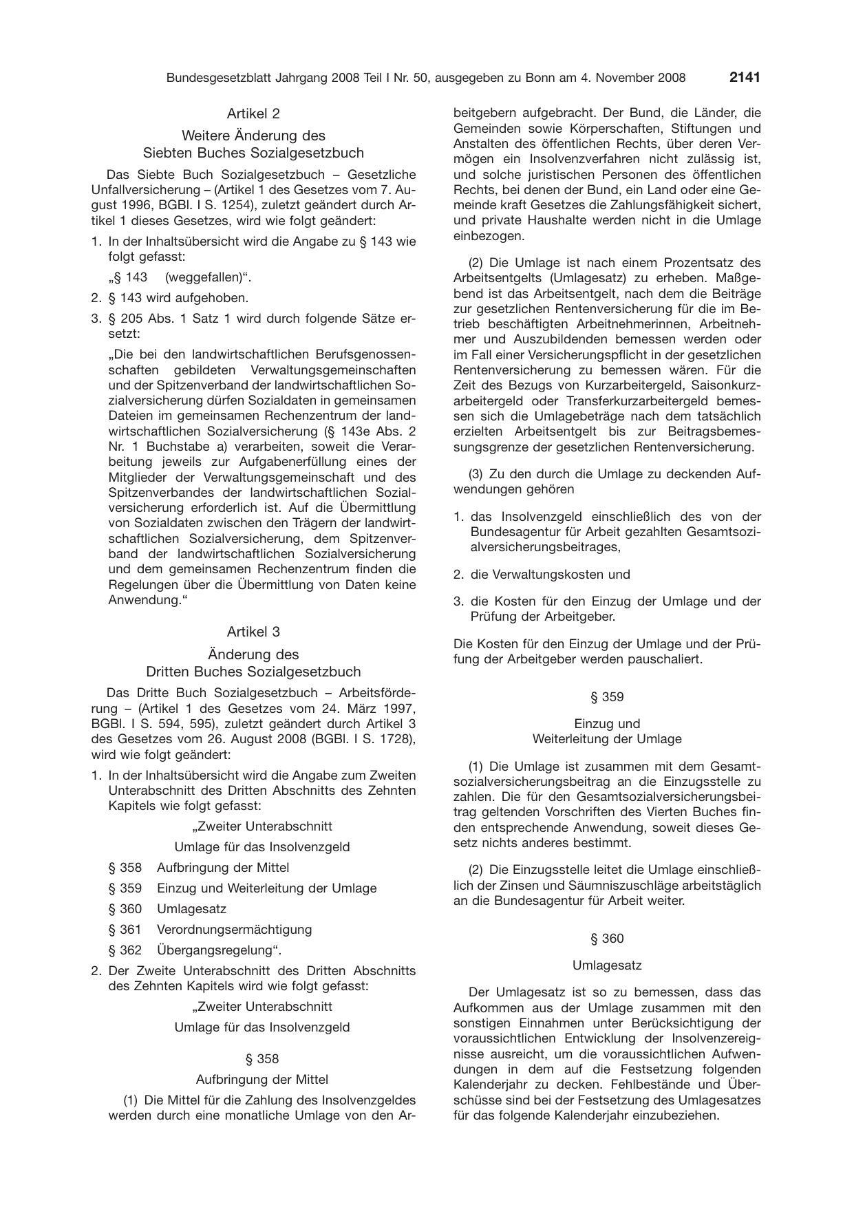 BGBl. 2008, Seite 2141 — Originalseite als Abbildung