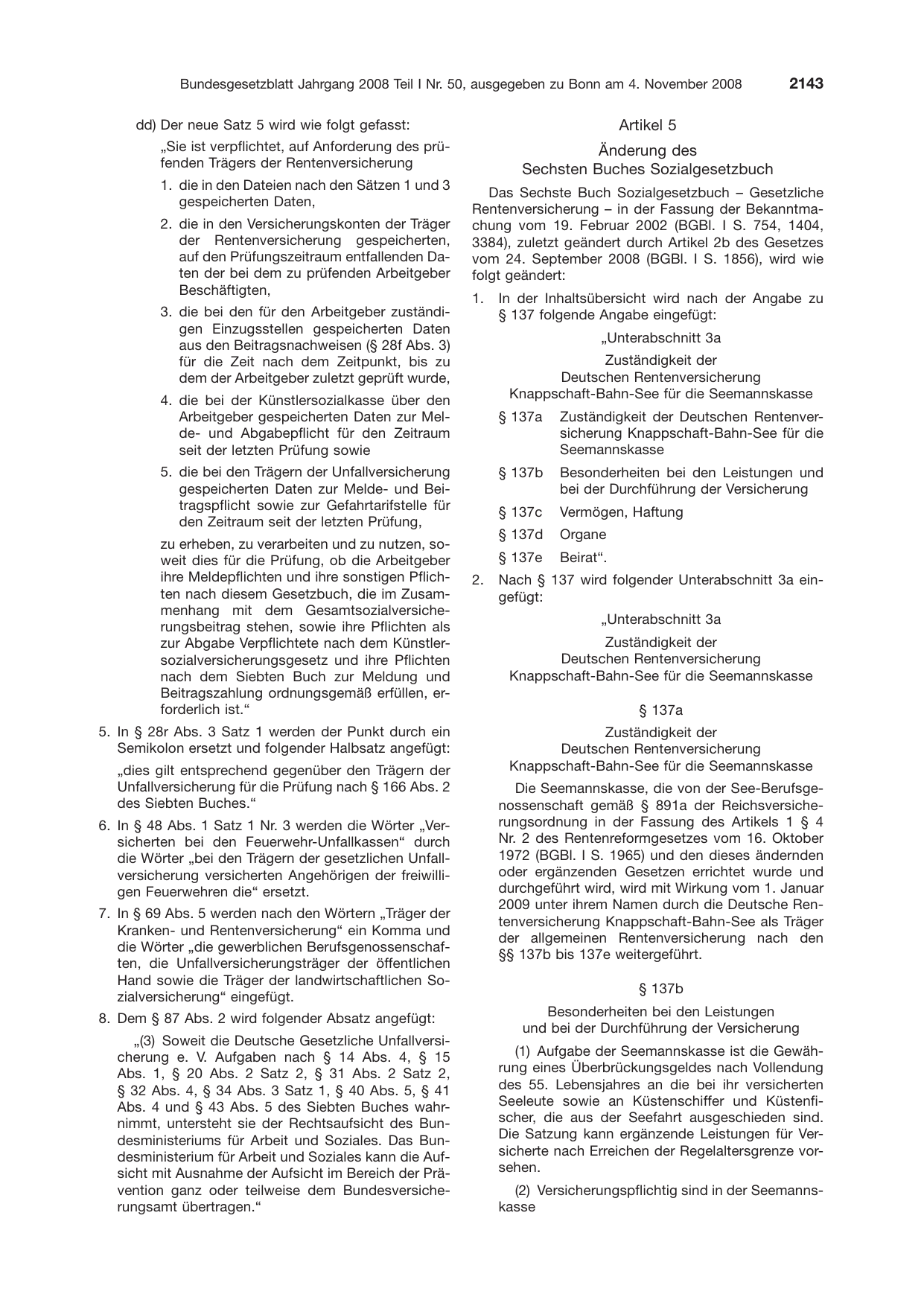 BGBl. 2008, Seite 2143 — Originalseite als Abbildung