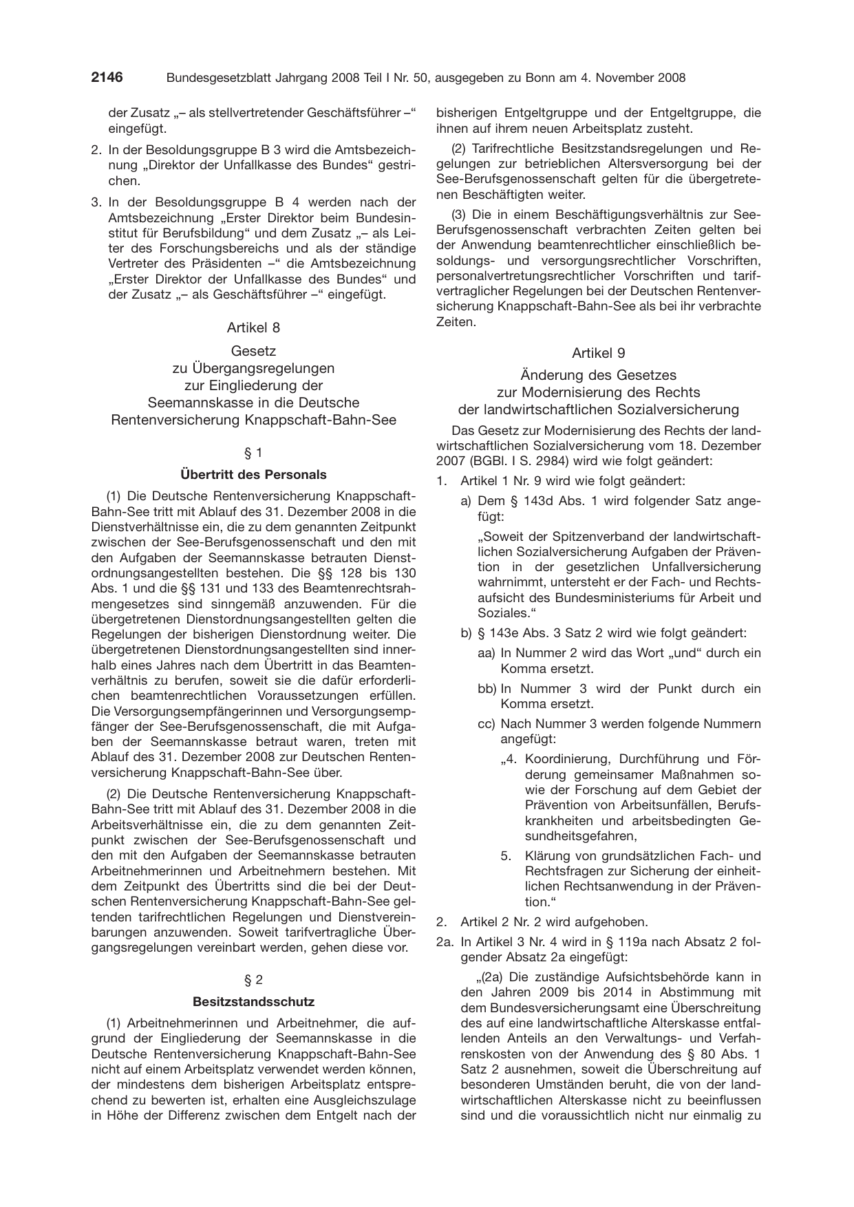 BGBl. 2008, Seite 2146 — Originalseite als Abbildung