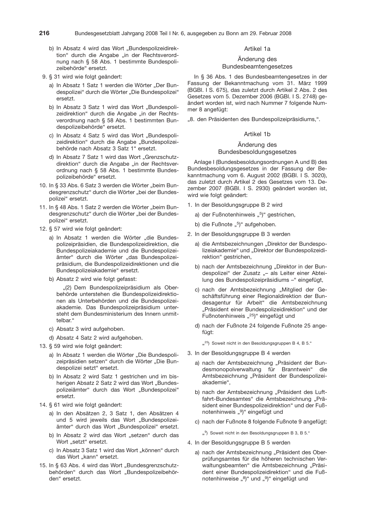 BGBl. 2008, Seite 216 — Originalseite als Abbildung