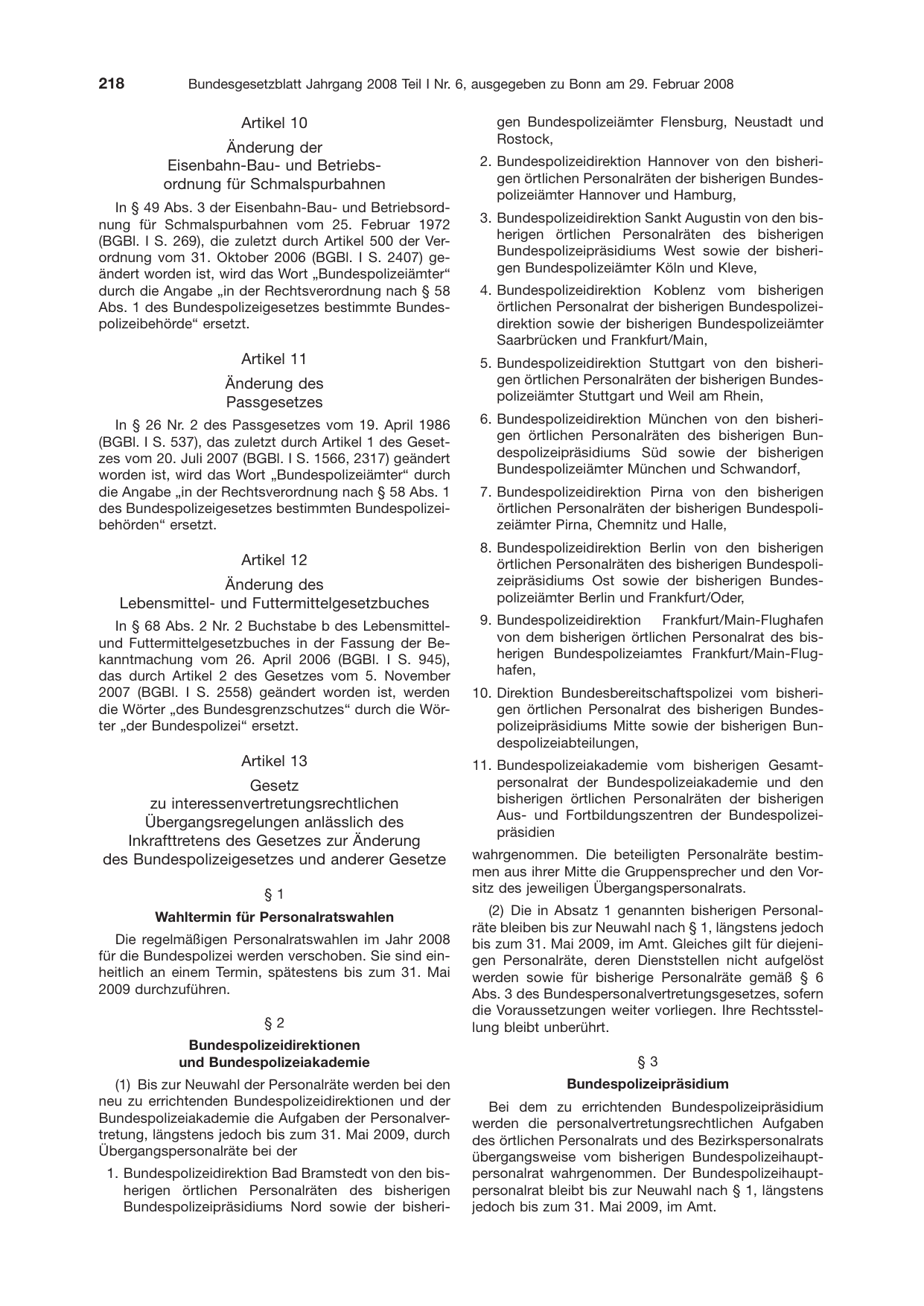 BGBl. 2008, Seite 218 — Originalseite als Abbildung