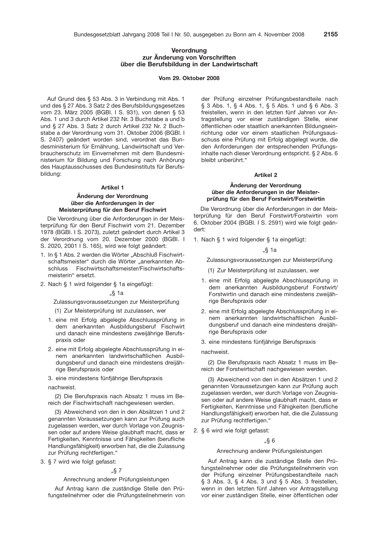 BGBl. 2008, Seite 2155 — Originalseite als Abbildung