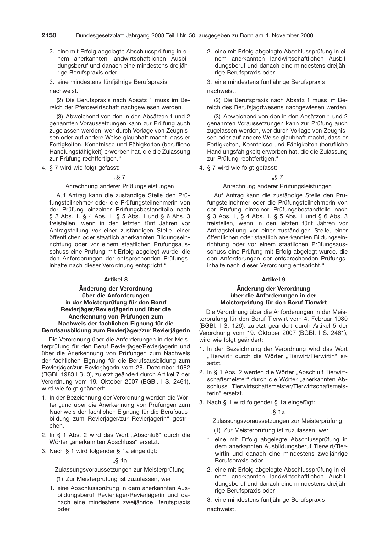 BGBl. 2008, Seite 2158 — Originalseite als Abbildung