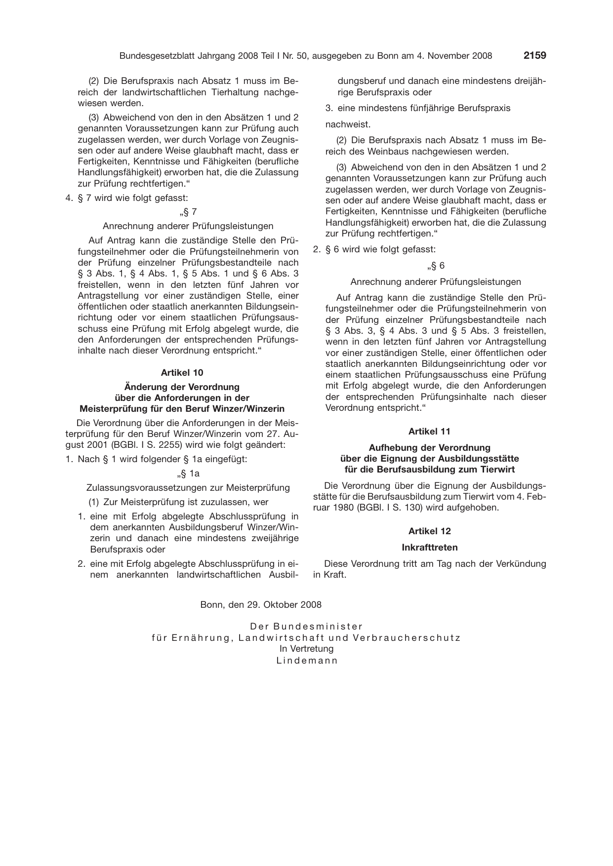 BGBl. 2008, Seite 2159 — Originalseite als Abbildung