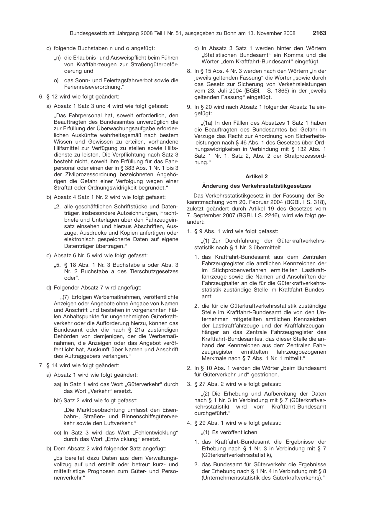 BGBl. 2008, Seite 2163 — Originalseite als Abbildung