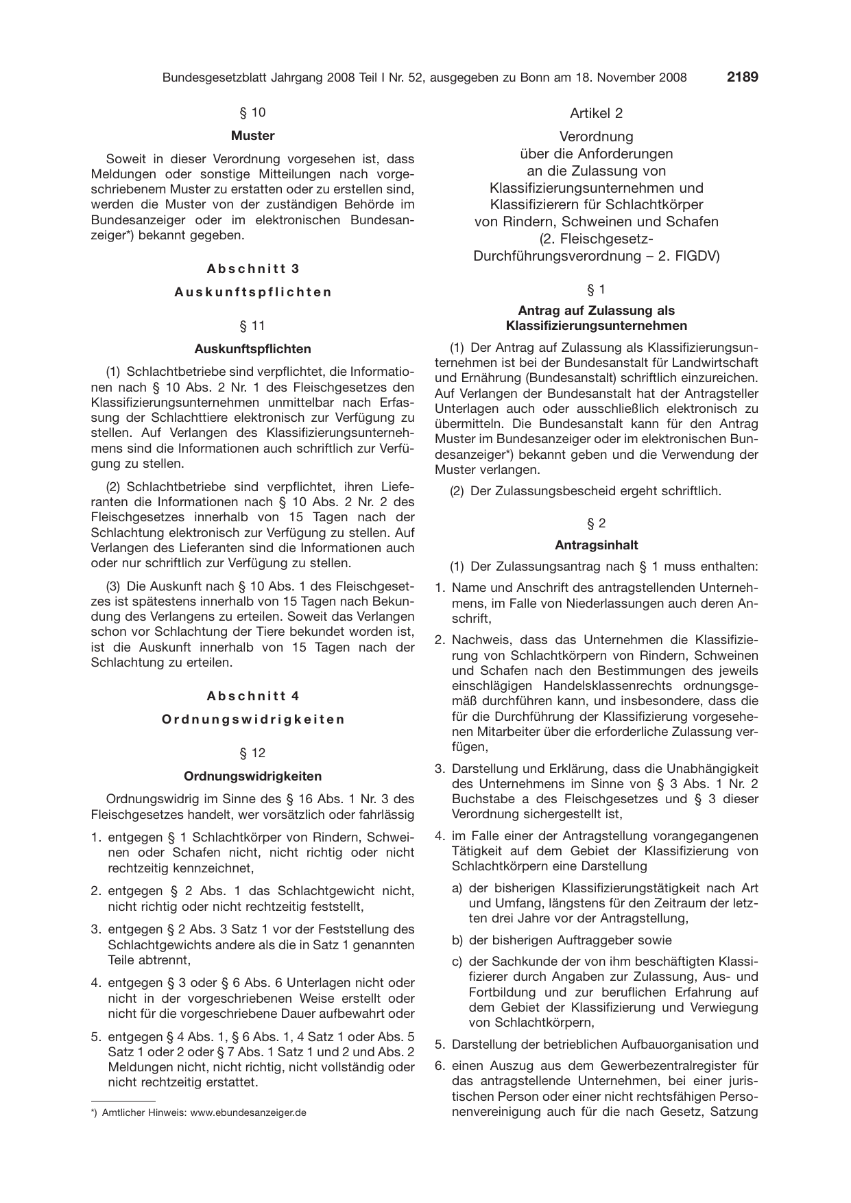 BGBl. 2008, Seite 2189 — Originalseite als Abbildung