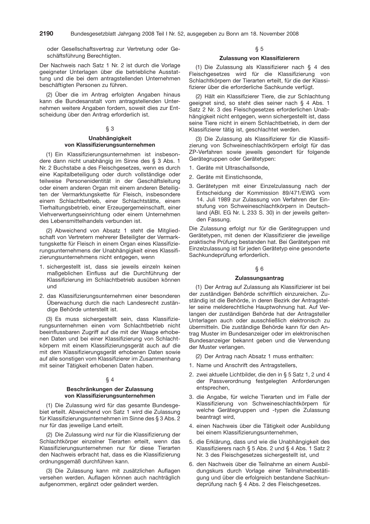 BGBl. 2008, Seite 2190 — Originalseite als Abbildung