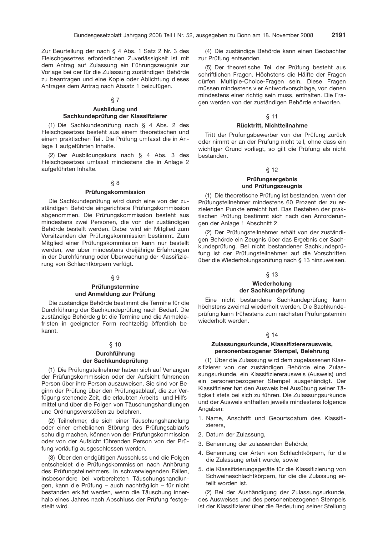 BGBl. 2008, Seite 2191 — Originalseite als Abbildung