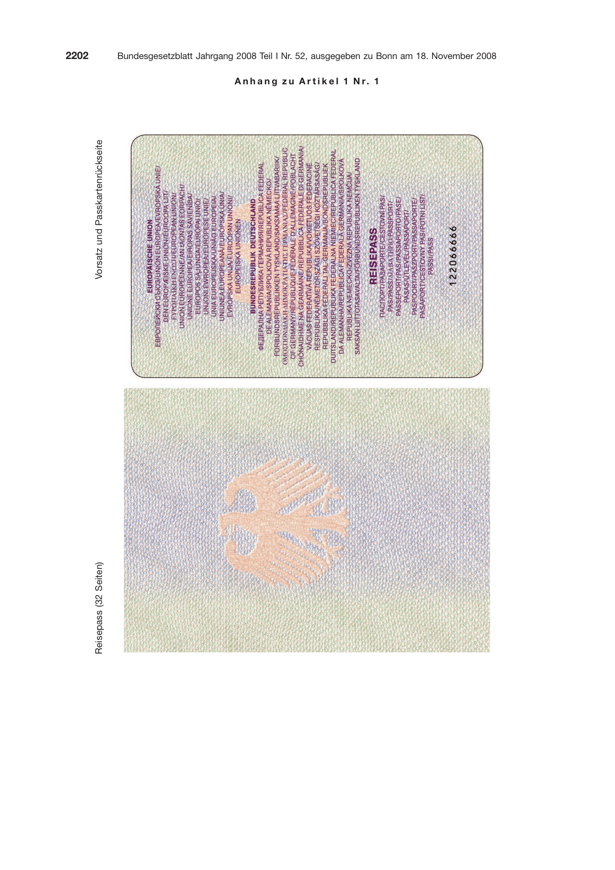BGBl. 2008, Seite 2202 — Originalseite als Abbildung