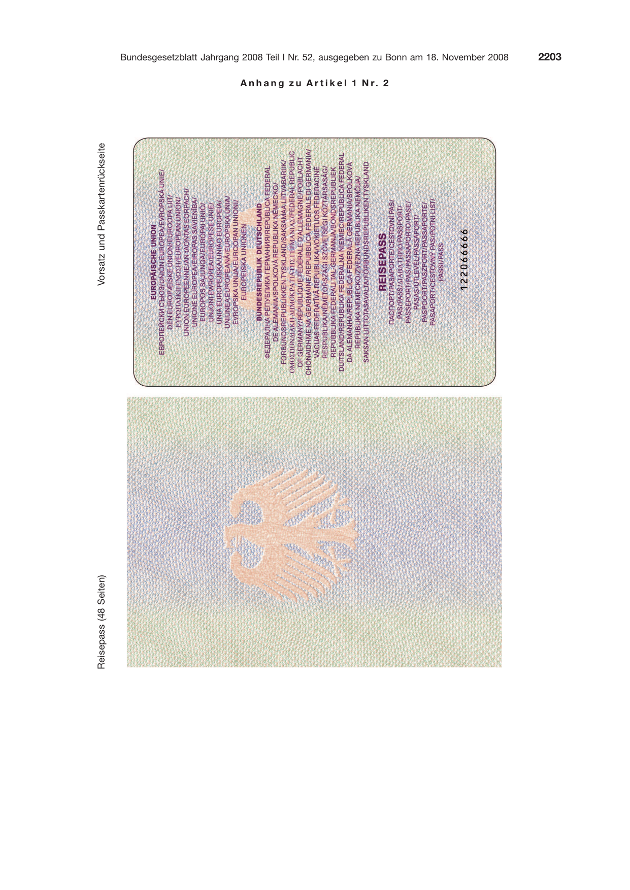 BGBl. 2008, Seite 2203 — Originalseite als Abbildung