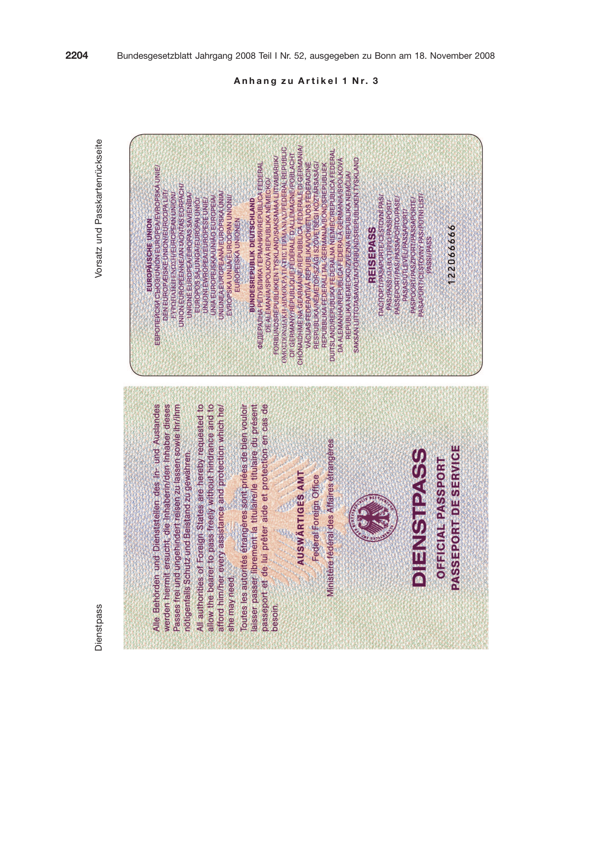 BGBl. 2008, Seite 2204 — Originalseite als Abbildung