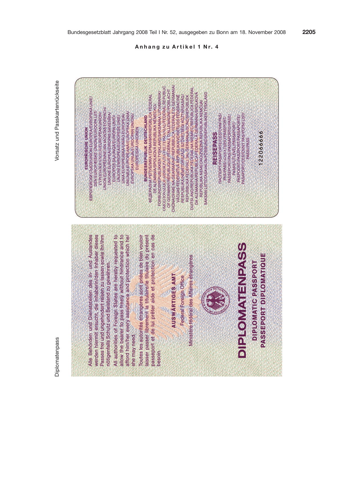 BGBl. 2008, Seite 2205 — Originalseite als Abbildung