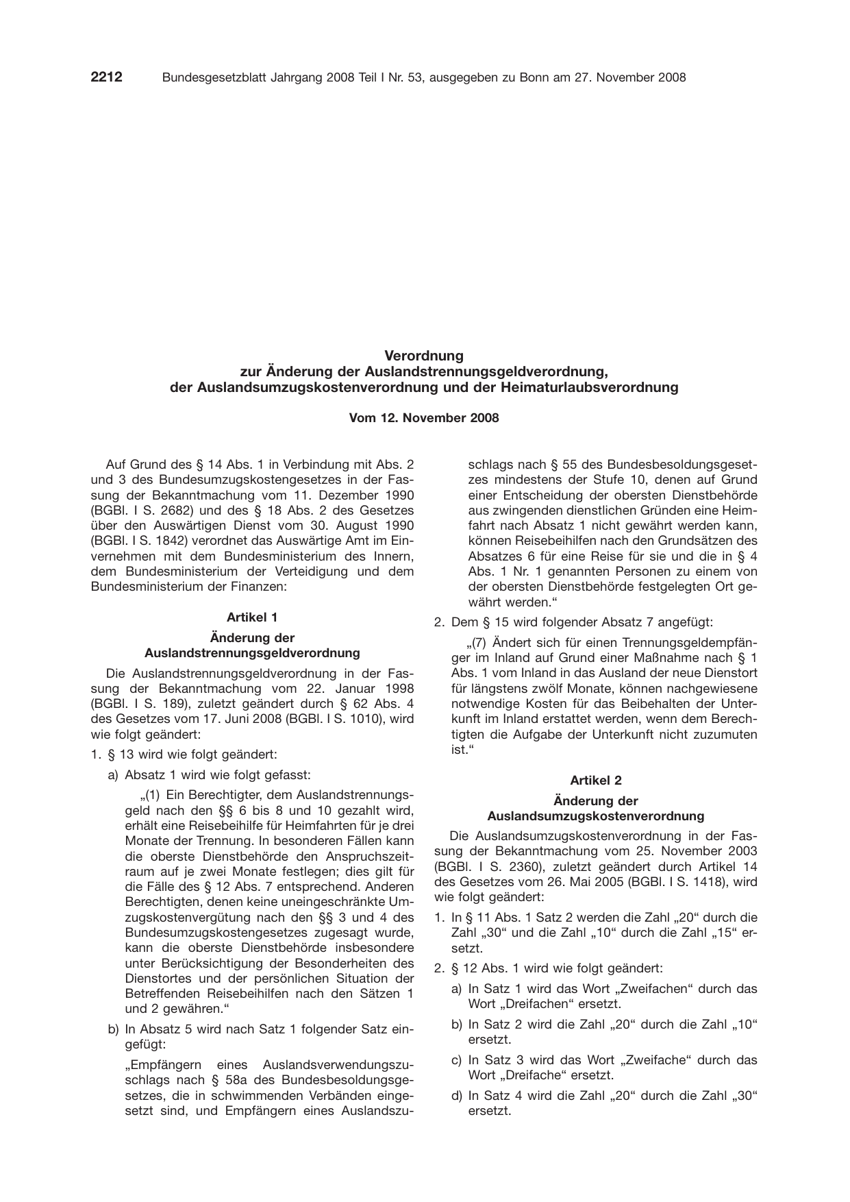 BGBl. 2008, Seite 2212 — Originalseite als Abbildung