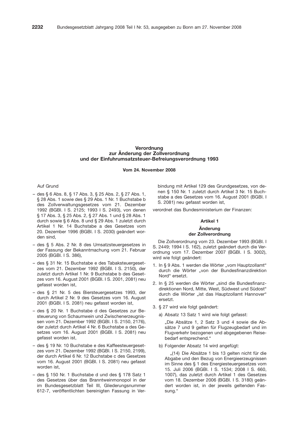 BGBl. 2008, Seite 2232 — Originalseite als Abbildung